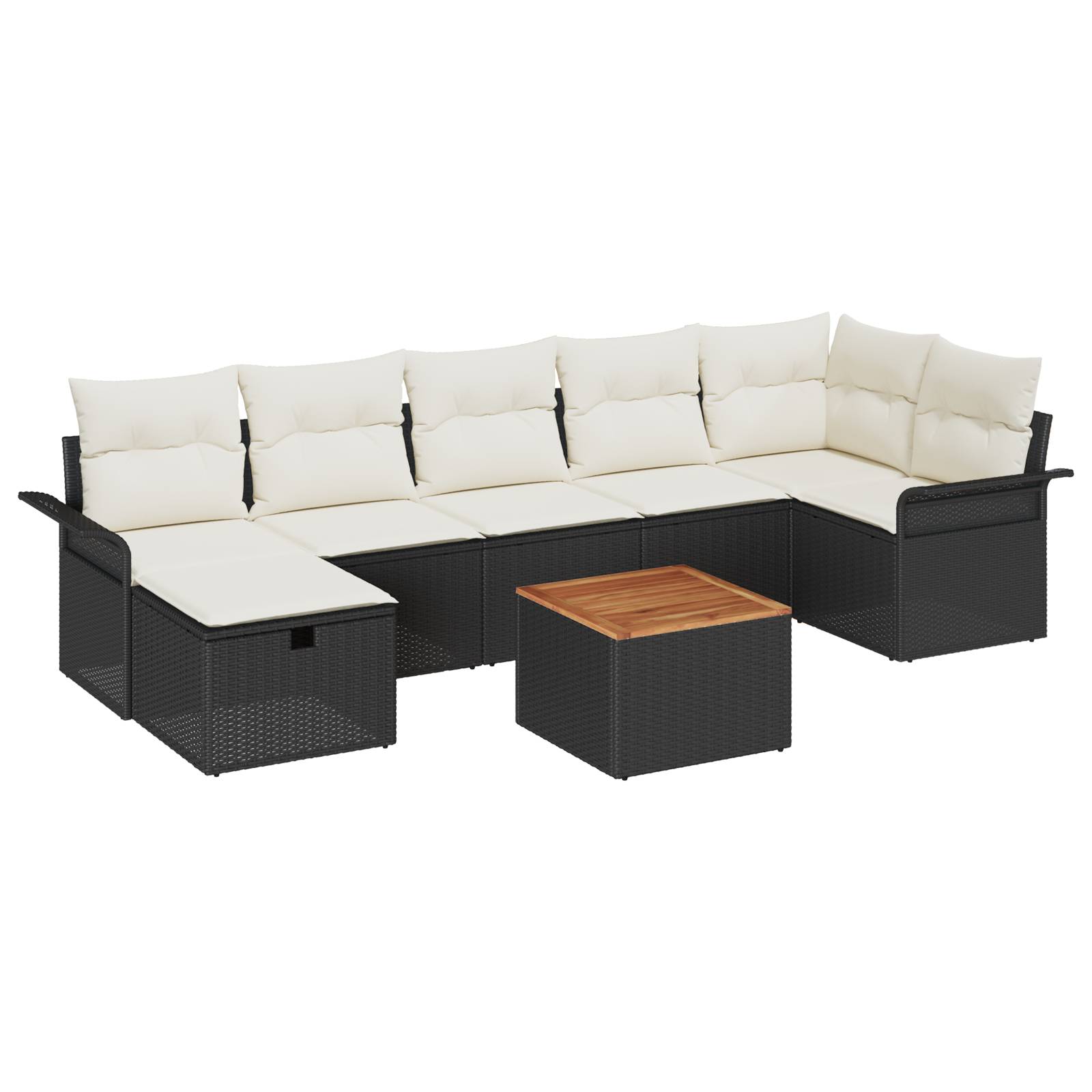 vidaXL 8-teiliges Garten Sofa Set mit Kissen Schwarz Poly Rattan