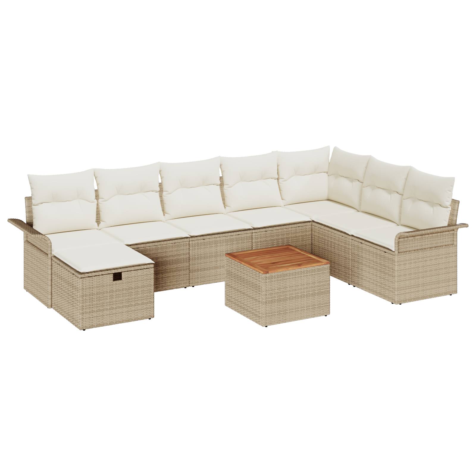 vidaXL 9-Teiliges Garten-Sofa-Set mit Kissen Beige Poly-Rattan