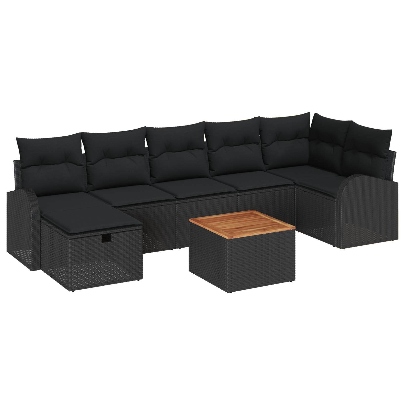 vidaXL 8-teiliges Garten-Sofa-Set mit Kissen Schwarz Poly-Rattan