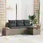 vidaXL 4-teiliges Garten Sofa Set mit Kissen Grau Poly Rattan vidaXL 4-teiliges Garten Sofa Set mit Kissen Grau Poly Rattan