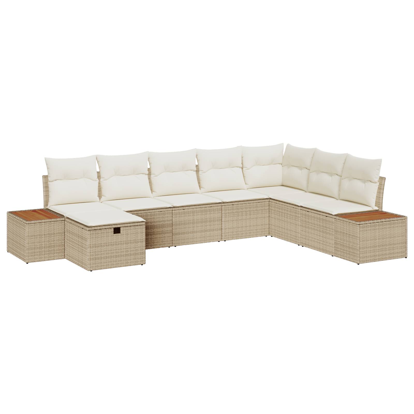 vidaXL 8-tlg. Garten-Sofagarnitur mit Kissen Beige Poly Rattan