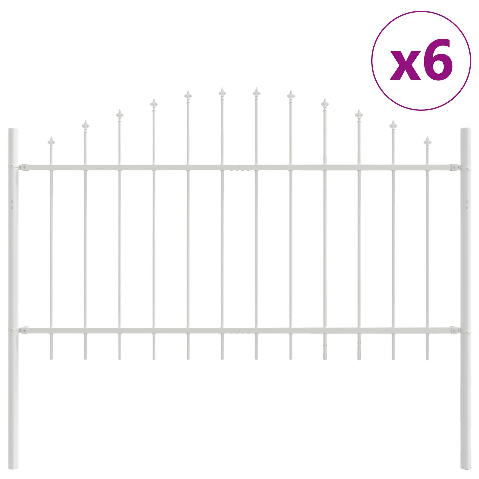 vidaXL Gartenzaun mit Bogenoberteil Weiß 10,2x1 m Stahl
