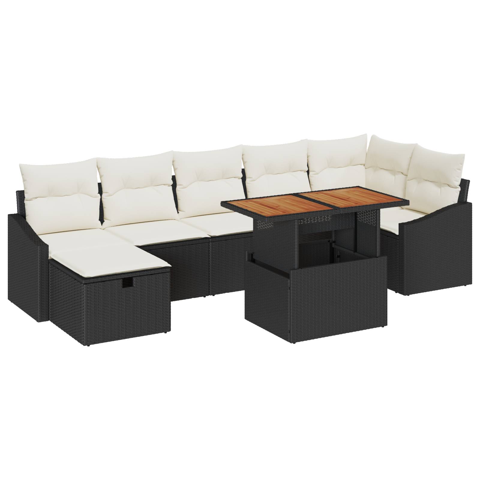 vidaXL 8-tlg. Garten-Sofagarnitur mit Kissen Schwarz Poly Rattan