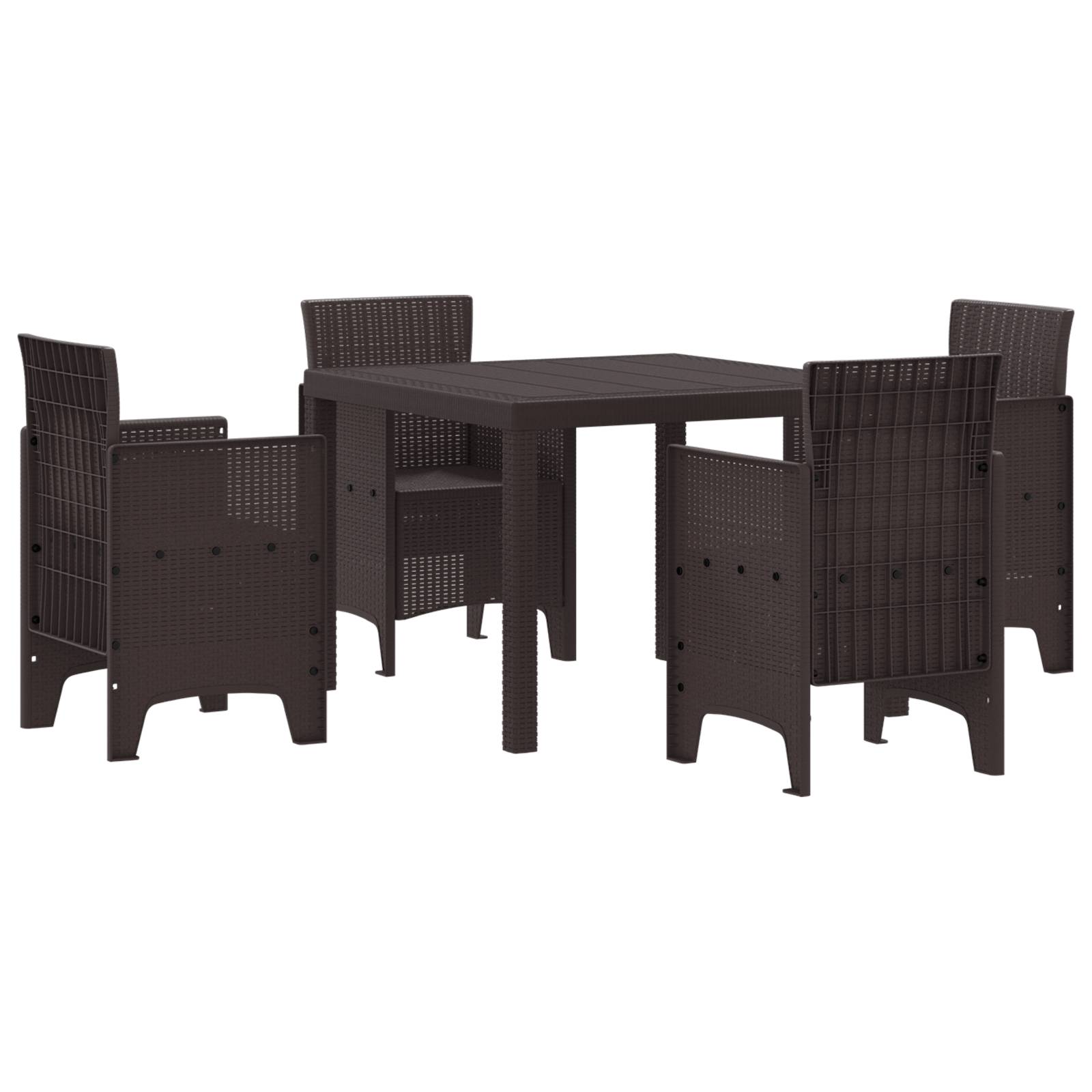 vidaXL 5-tlg. Garten-Essgruppe Braun Poly Rattan