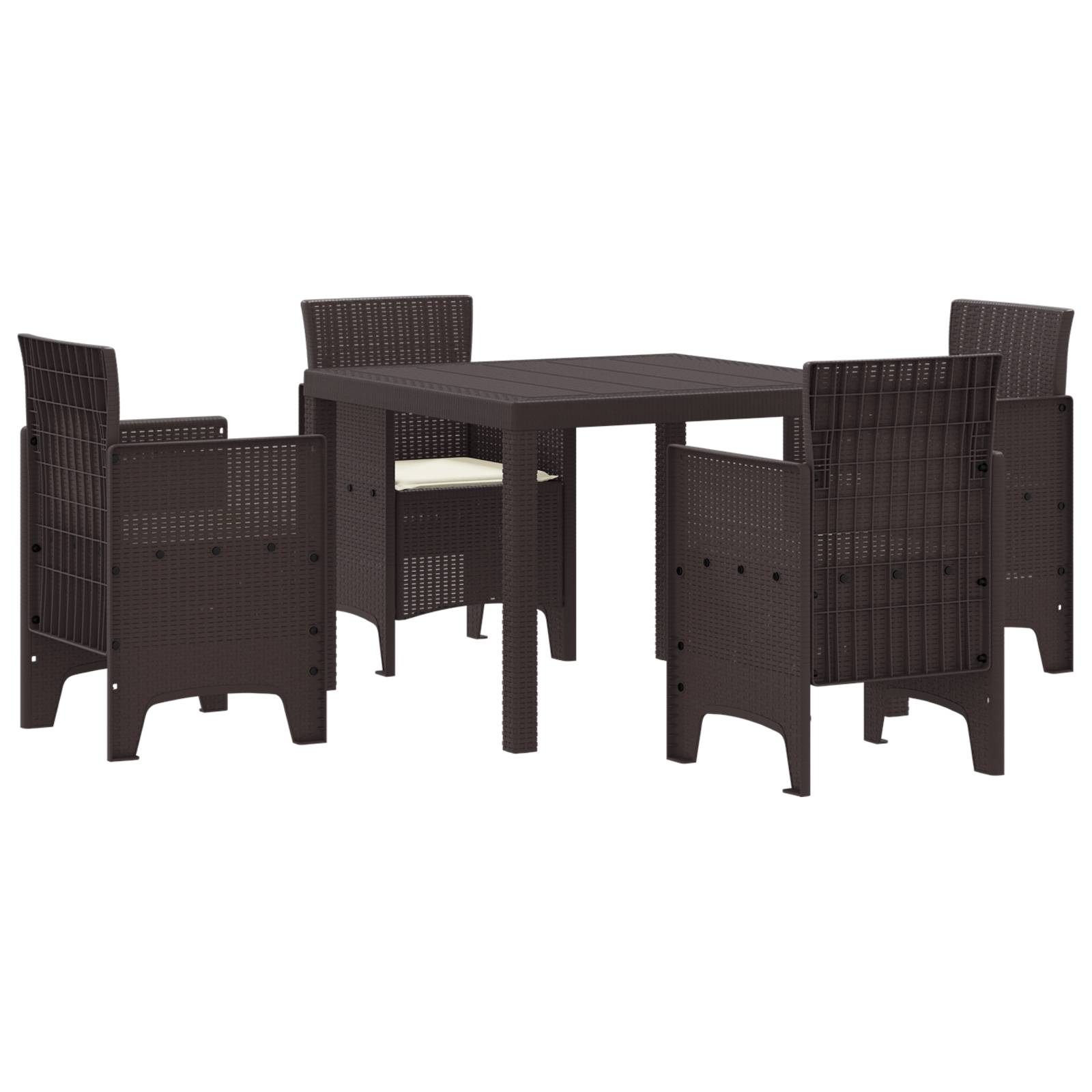 vidaXL 5-tlg. Garten-Essgruppe mit Kissen Braun Poly Rattan