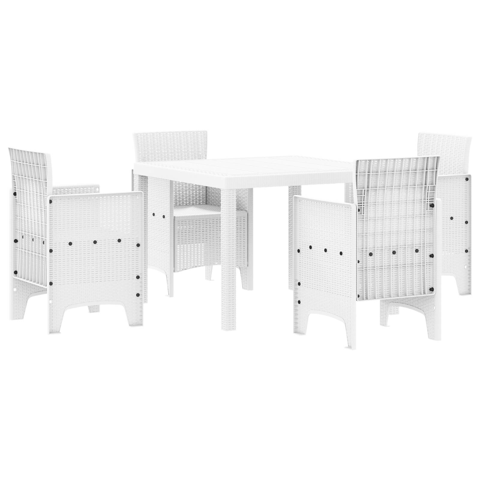 vidaXL 5-tlg. Garten-Essgruppe Weiß Poly Rattan