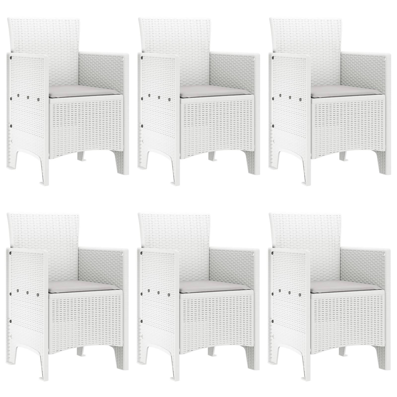 vidaXL 7-teiliges Garten-Ess Set mit Kissen Weiß Poly-Rattan