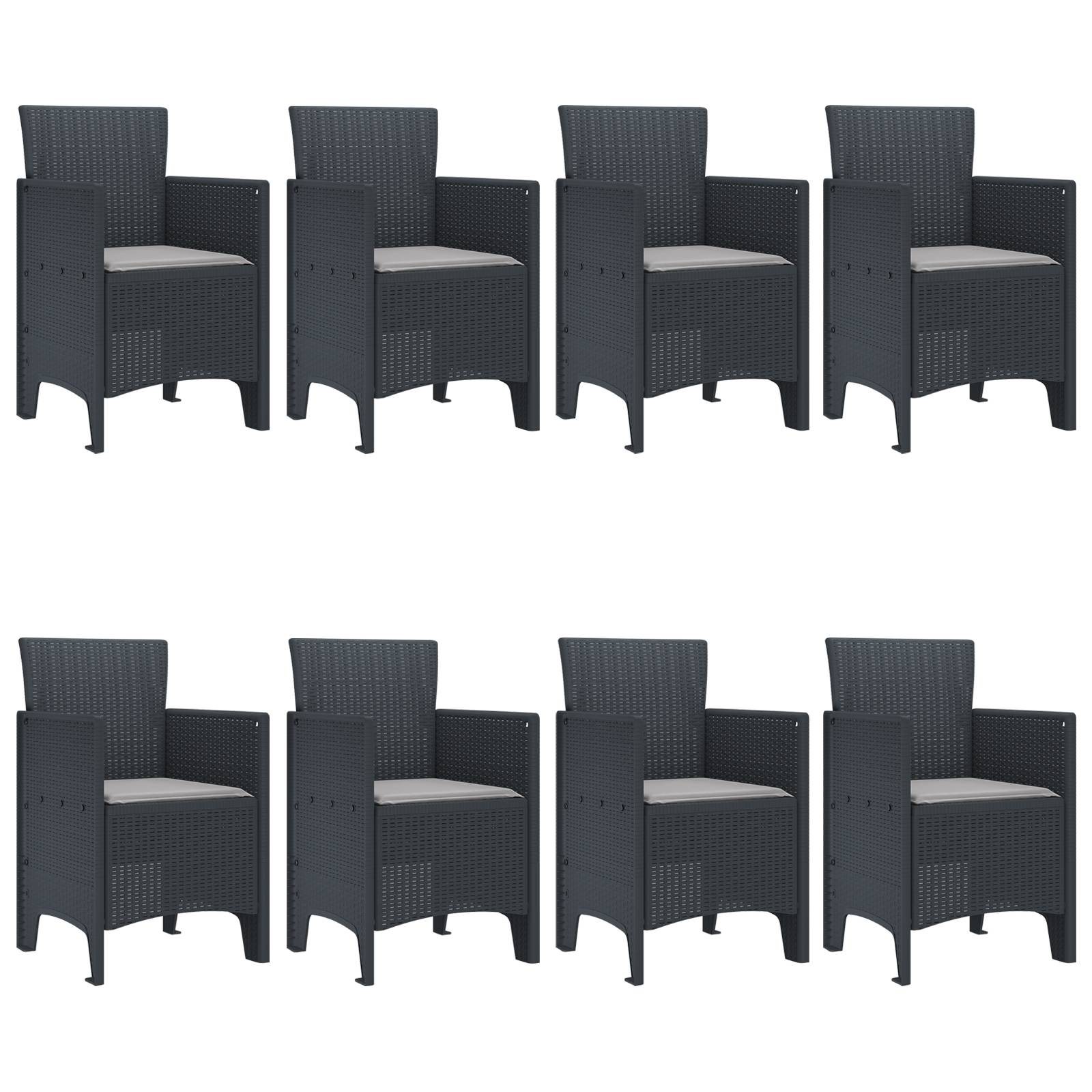 vidaXL 9-tlg. Garten-Essgruppe mit Kissen Anthrazit Poly Rattan