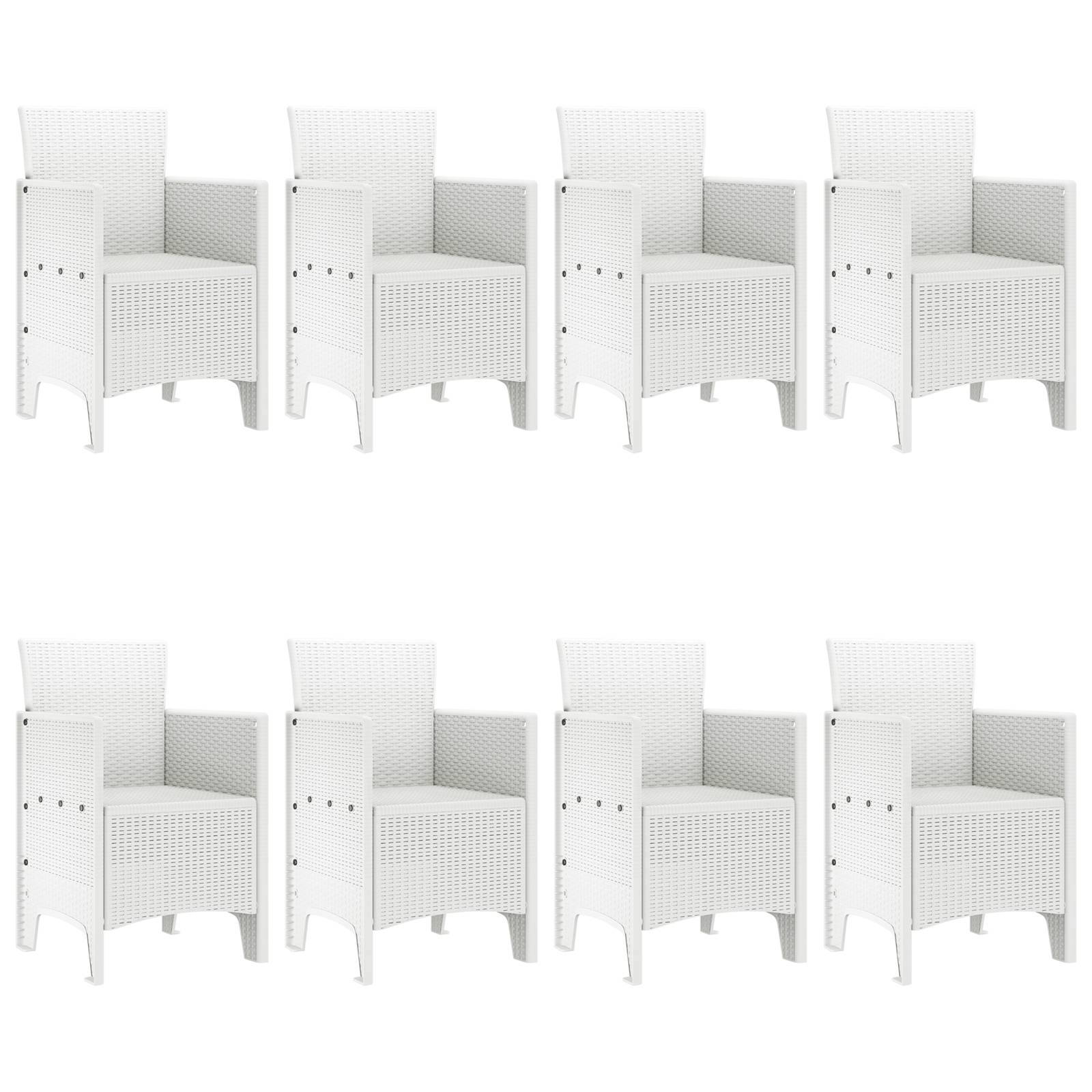 vidaXL 9-teiliges Garten Essset Weiß Poly-Rattan
