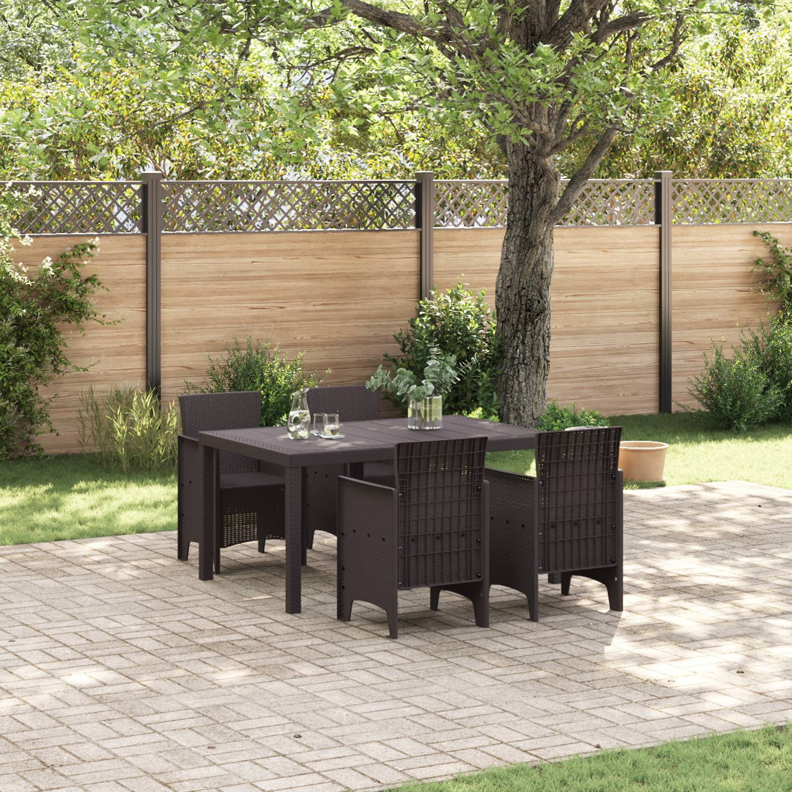 vidaXL 5-teiliges Garten Essset Braunes Poly-Rattan