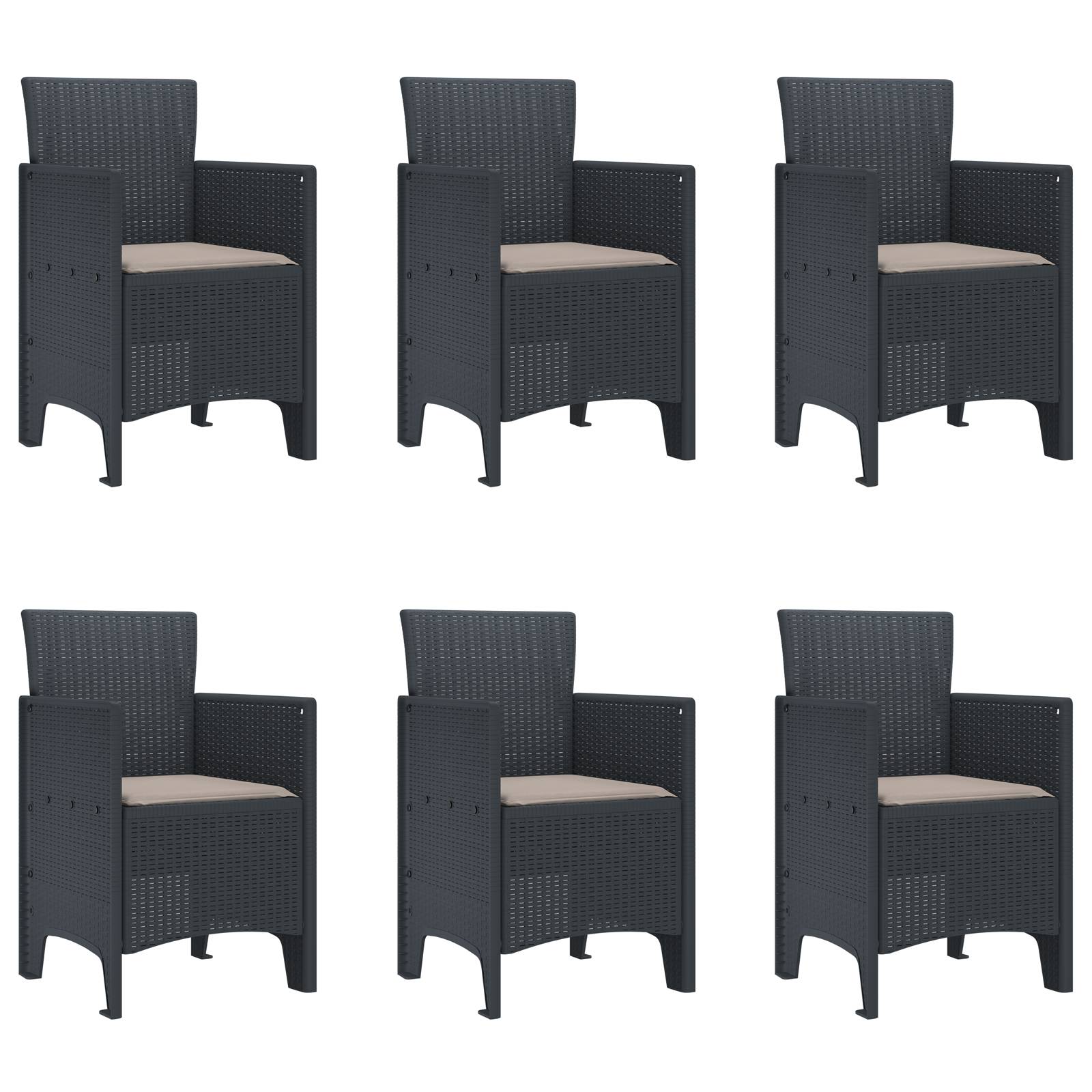 vidaXL 7-teiliges Garten Essset mit Kissen Anthrazit Poly-Rattan