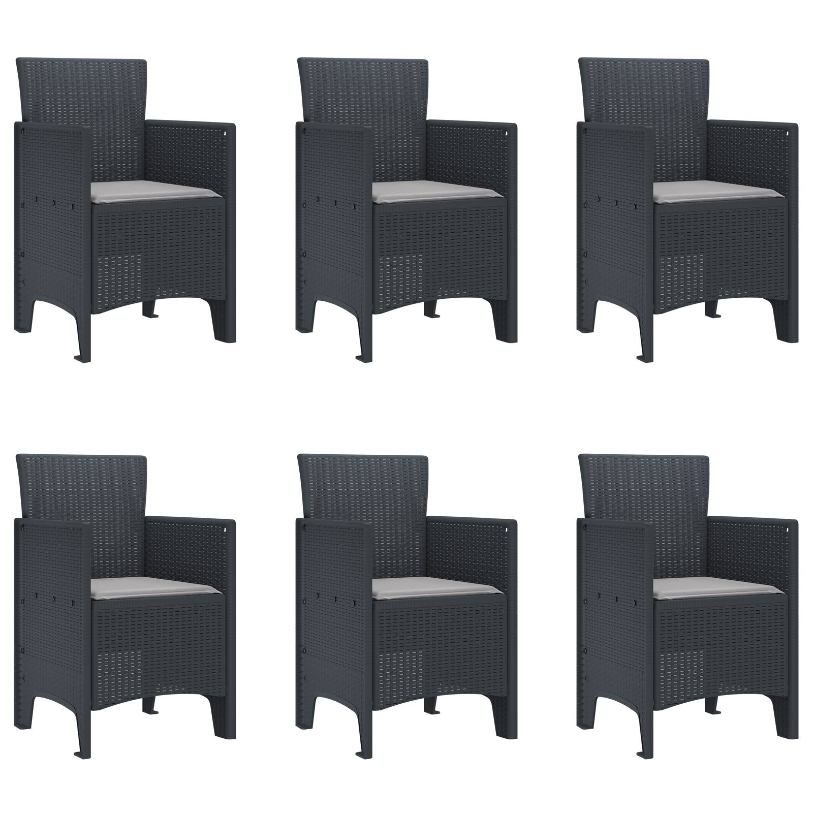 vidaXL 7-teiliges Garten Esszimmer Set mit Kissen Anthrazit Poly-Rattan