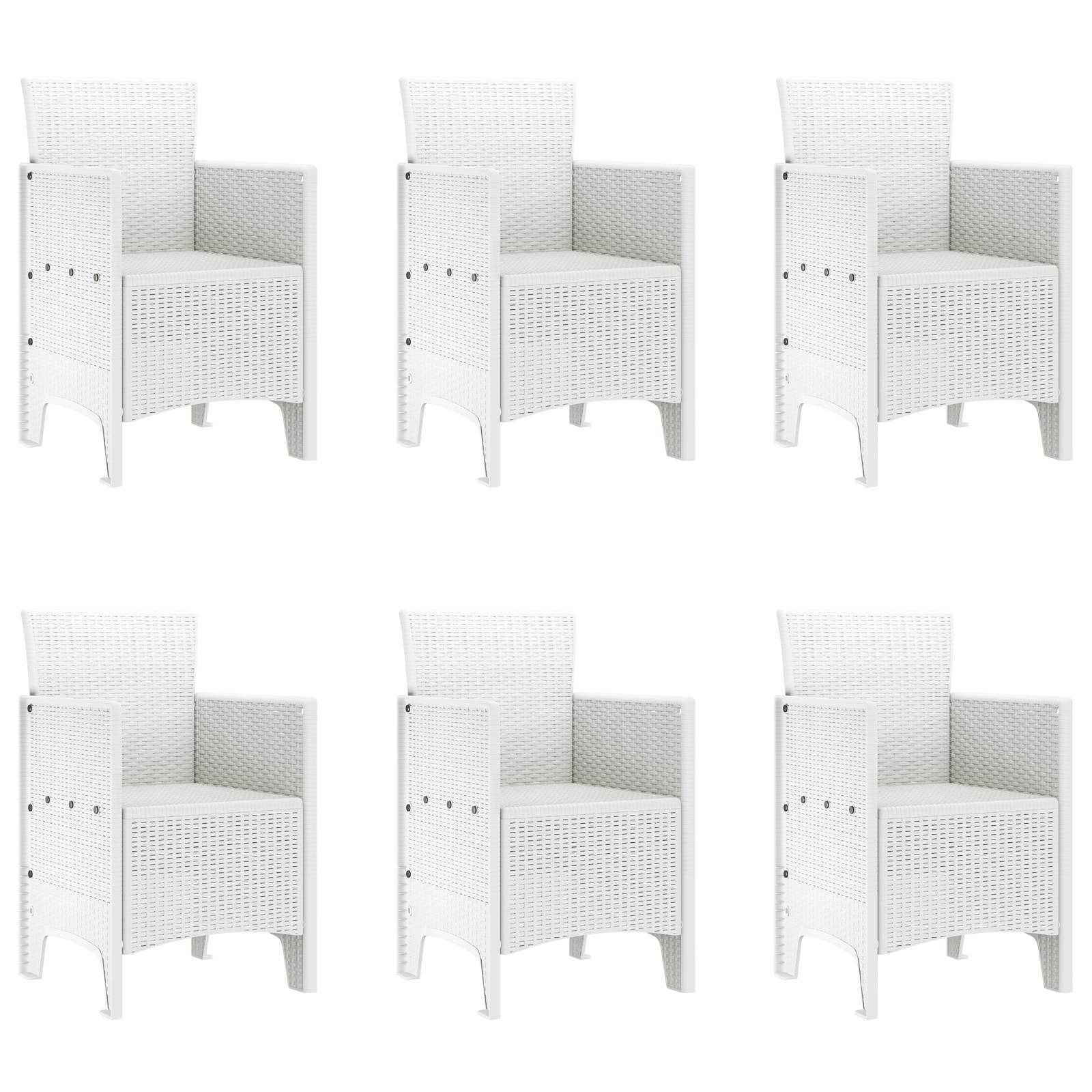 vidaXL 7-teilige Garten Essgruppe Weiß Poly Rattan