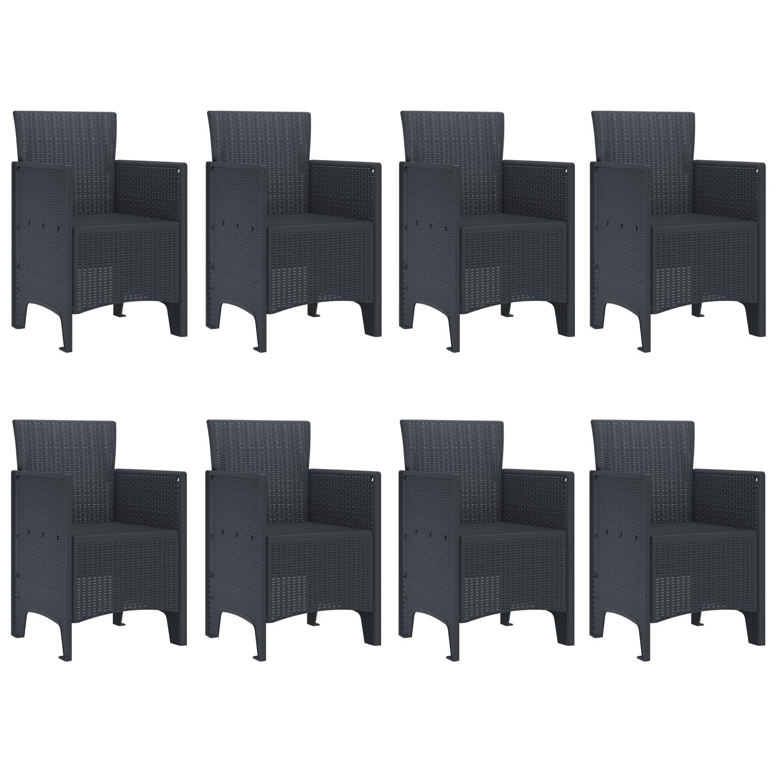 vidaXL 9-tlg. Garten-Essgruppe Anthrazit Poly Rattan