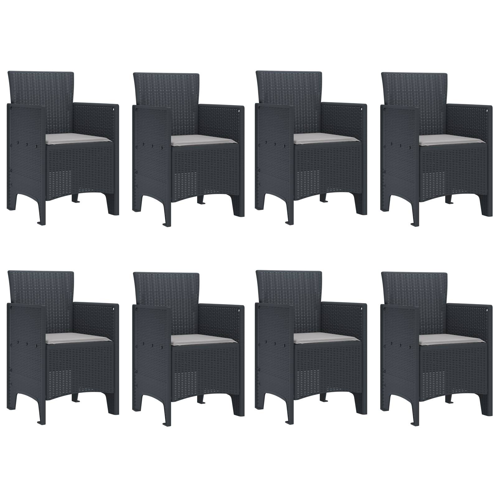 vidaXL 9-tlg. Garten-Essgruppe mit Kissen Anthrazit Poly Rattan