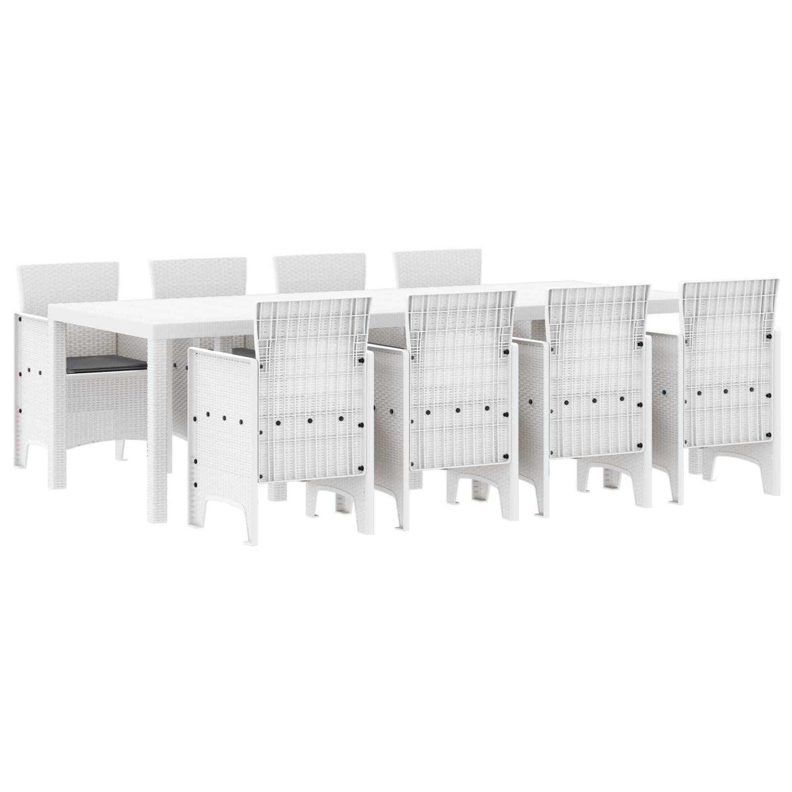 vidaXL 9-tlg. Garten-Essgruppe mit Kissen Hellgrau Poly Rattan