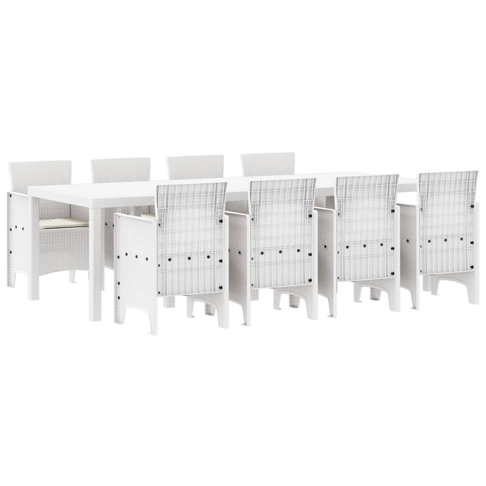 vidaXL 9-tlg. Garten-Essgruppe mit Kissen Hellgrau Poly Rattan