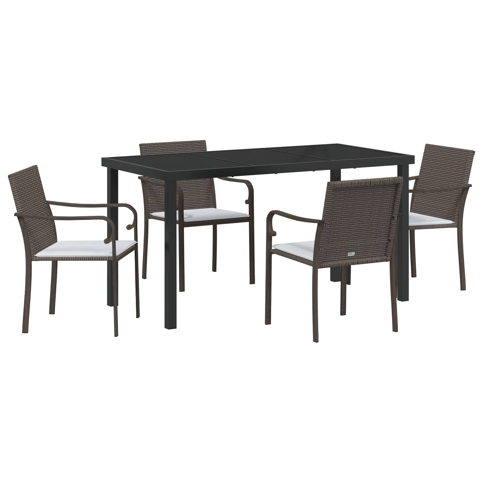 vidaXL 5-tlg. Garten-Essgruppe mit Kissen Braun Poly Rattan