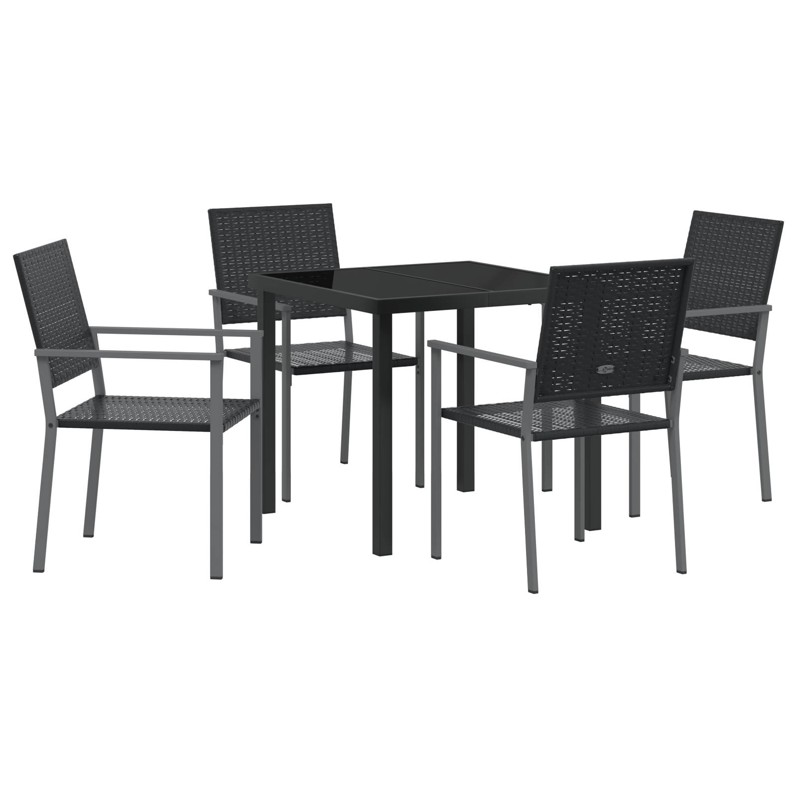 vidaXL 5-teiliges Garten-Esszimmer-Set Schwarzes Poly-Rattan