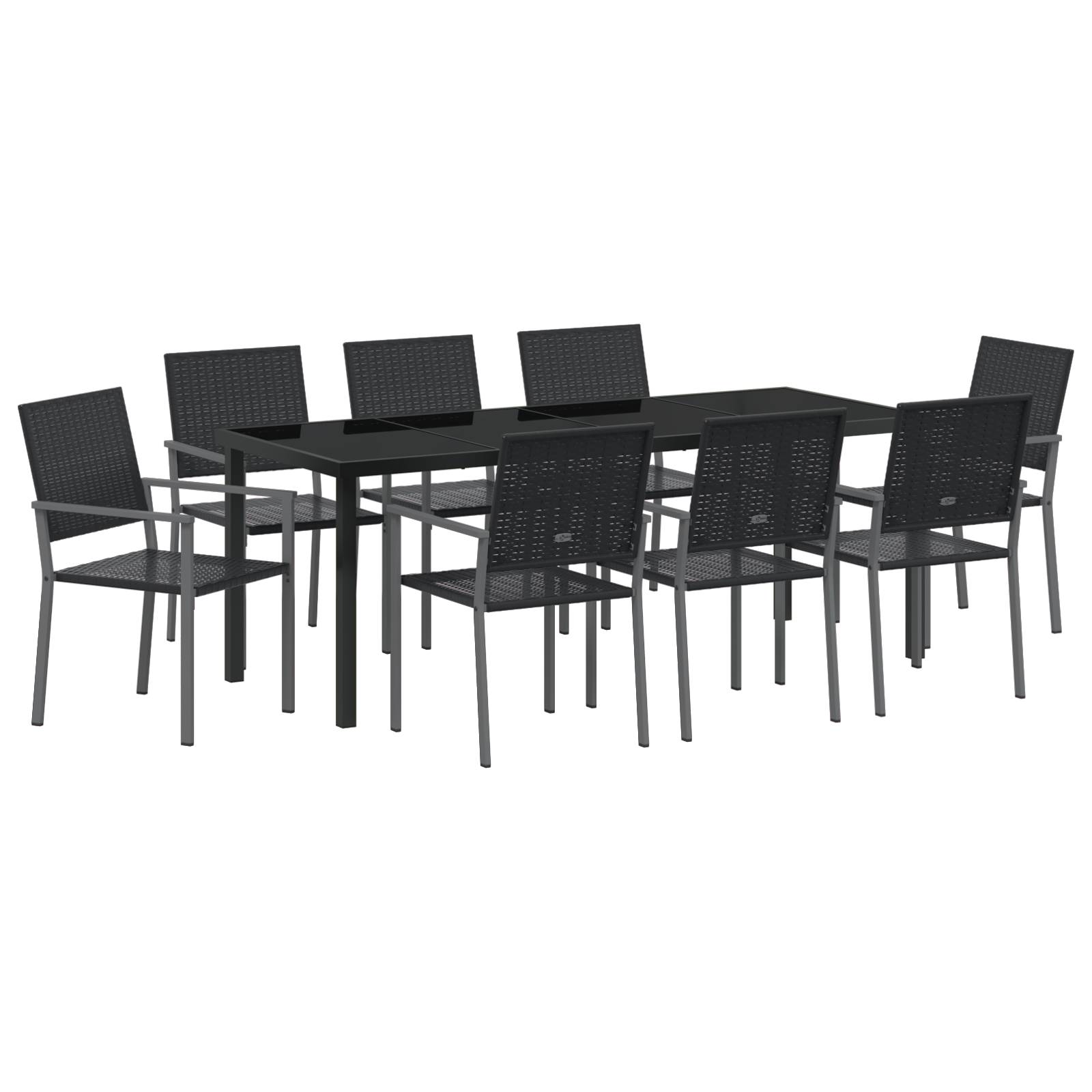 vidaXL Set von 5 Schwarz PE-Rattan, pulverbeschichteter Stahl