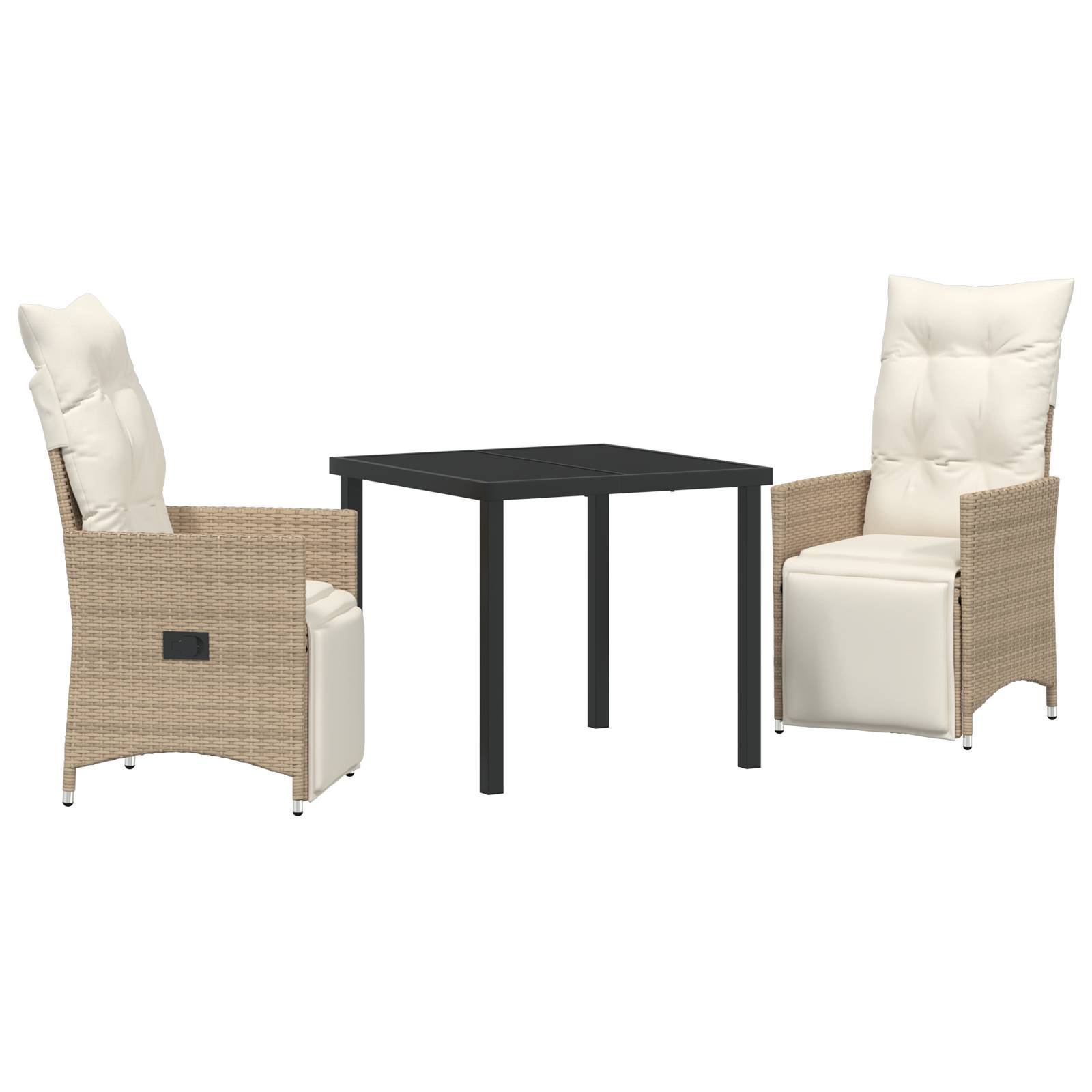 vidaXL 3-teiliges Garten-Dining-Set mit Kissen in Beige aus Poly-Rattan