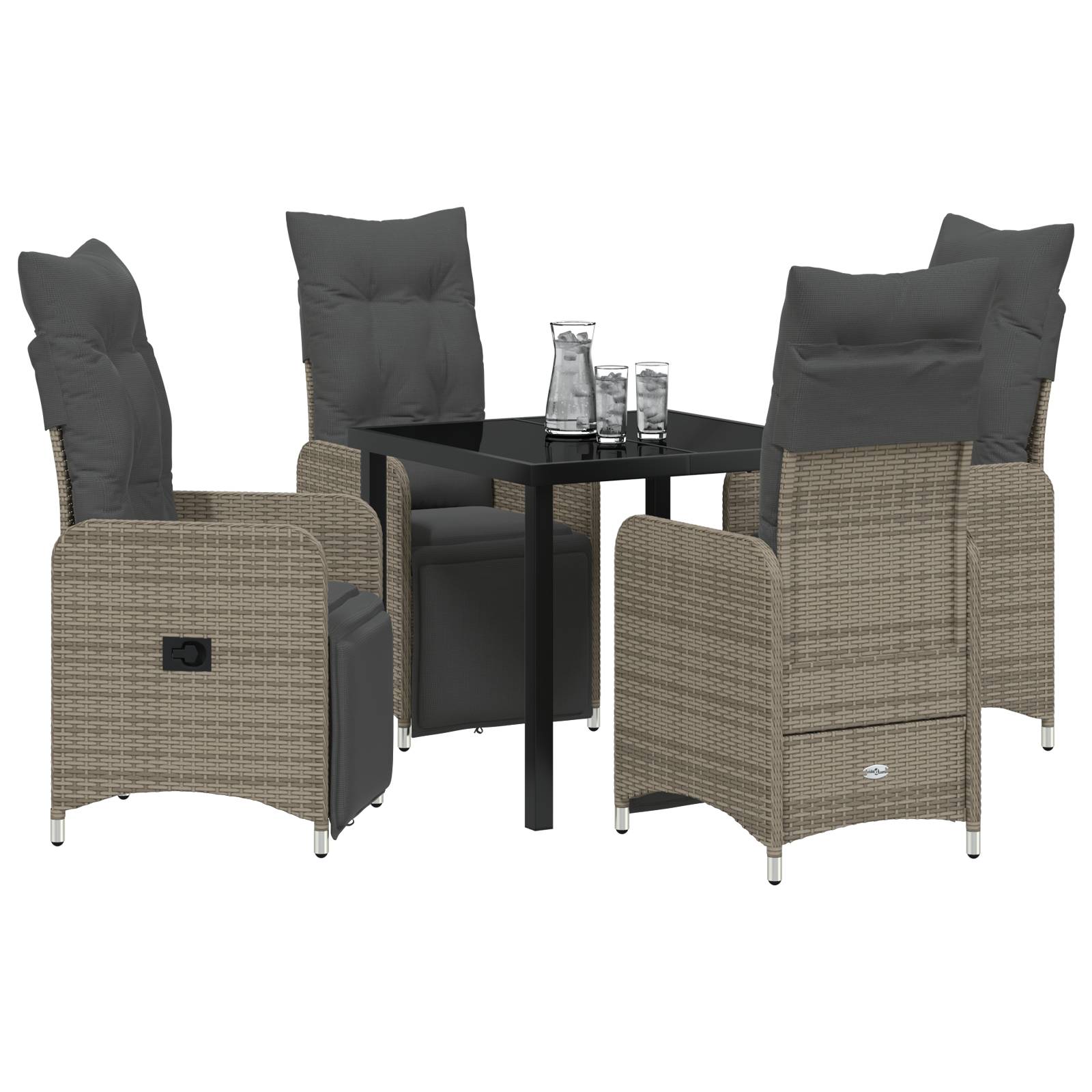 vidaXL 5-tlg. Garten-Essgruppe mit Kissen Beige Poly Rattan