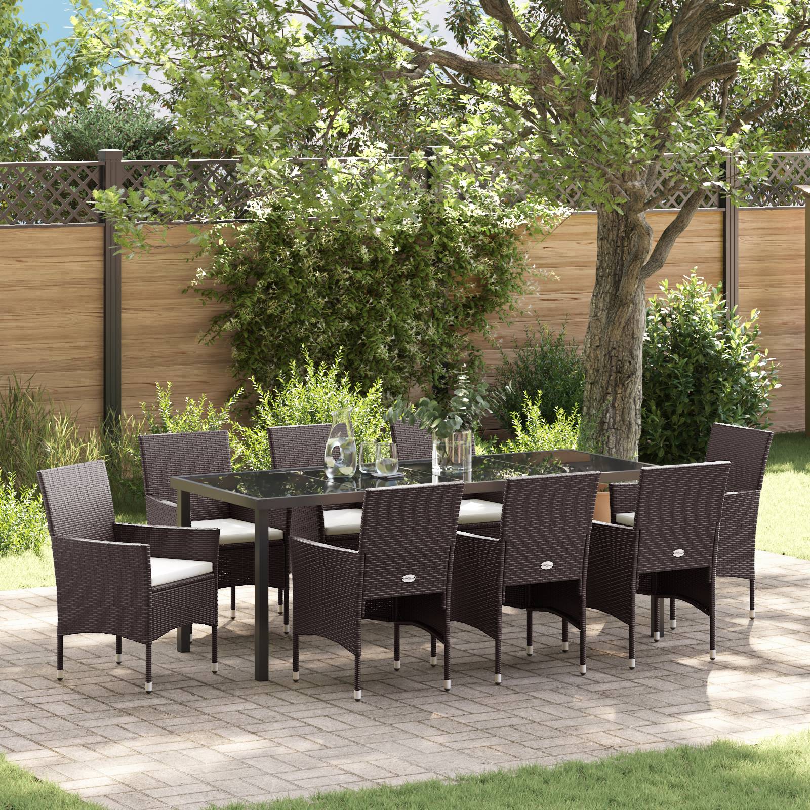 vidaXL 9-teiliges Garten-Essset Braun Poly-Rattan