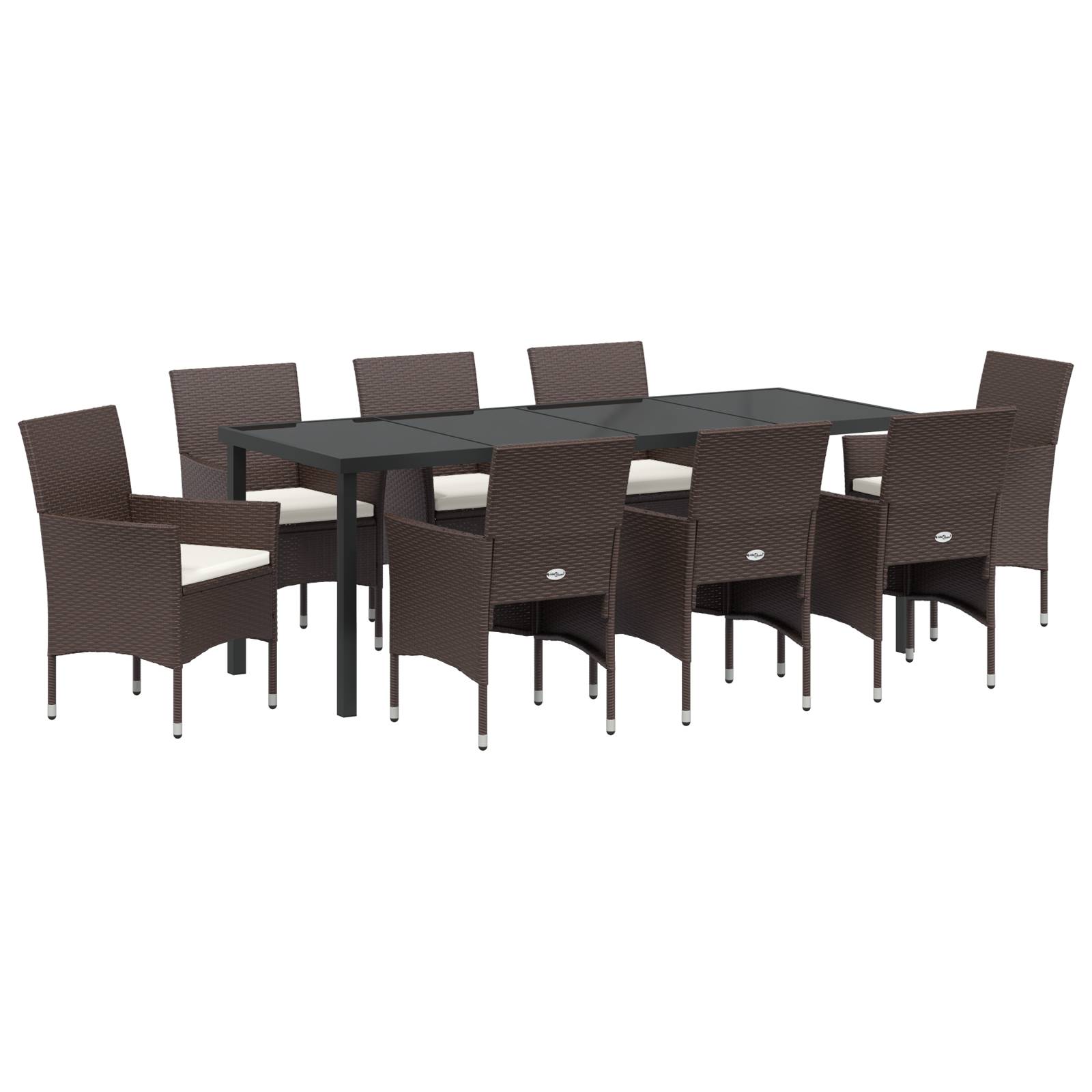 vidaXL 9-teiliges Garten-Essset Braun Poly-Rattan