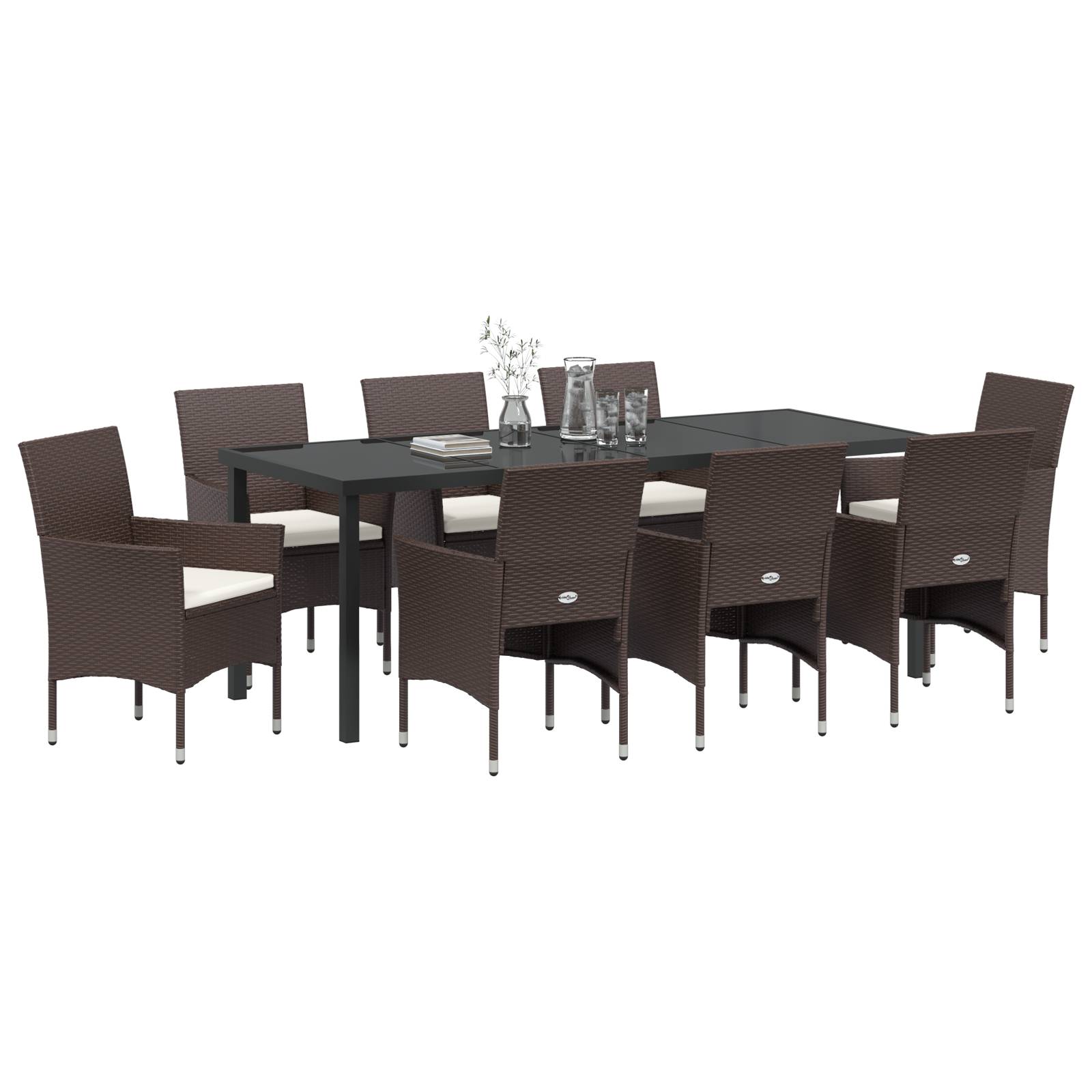 vidaXL 9-teiliges Garten-Essset Braun Poly-Rattan