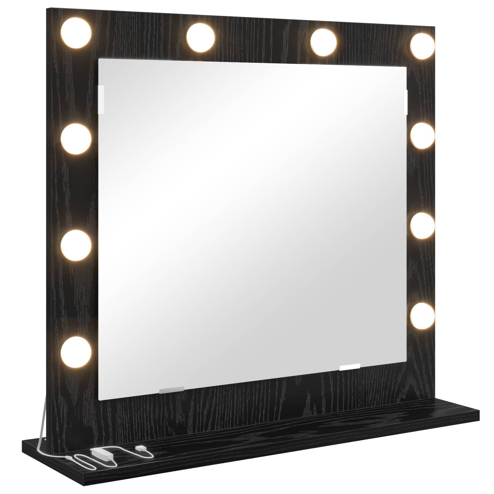 vidaXL Schminkspiegel mit LED-Lichtern Schwarz Eiche 60x55x18 cm