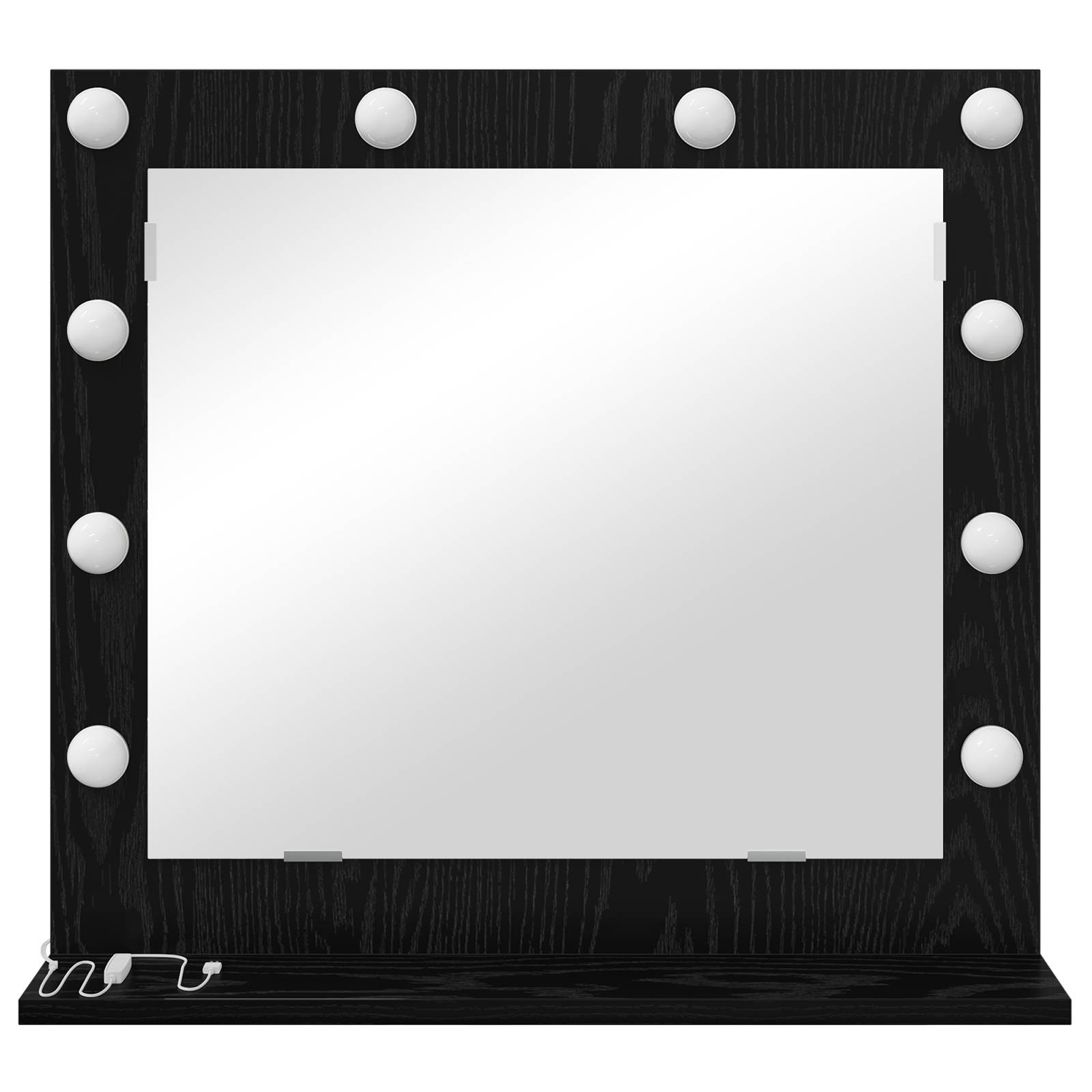 vidaXL Schminkspiegel mit LED-Lichtern Schwarz Eiche 60x55x18 cm