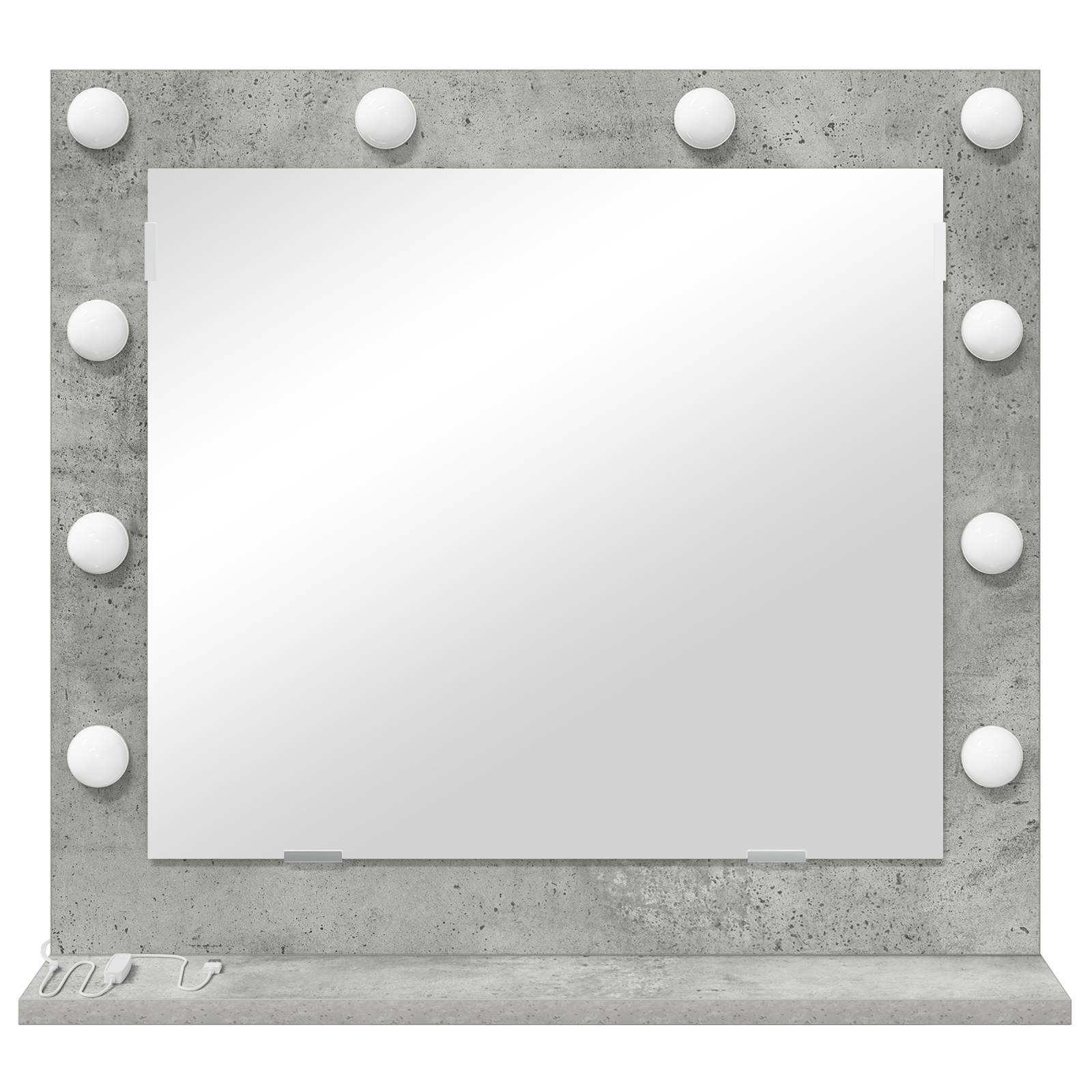vidaXL Kosmetikspiegel mit LED-Leuchten Beton Grau 60x55x18 cm