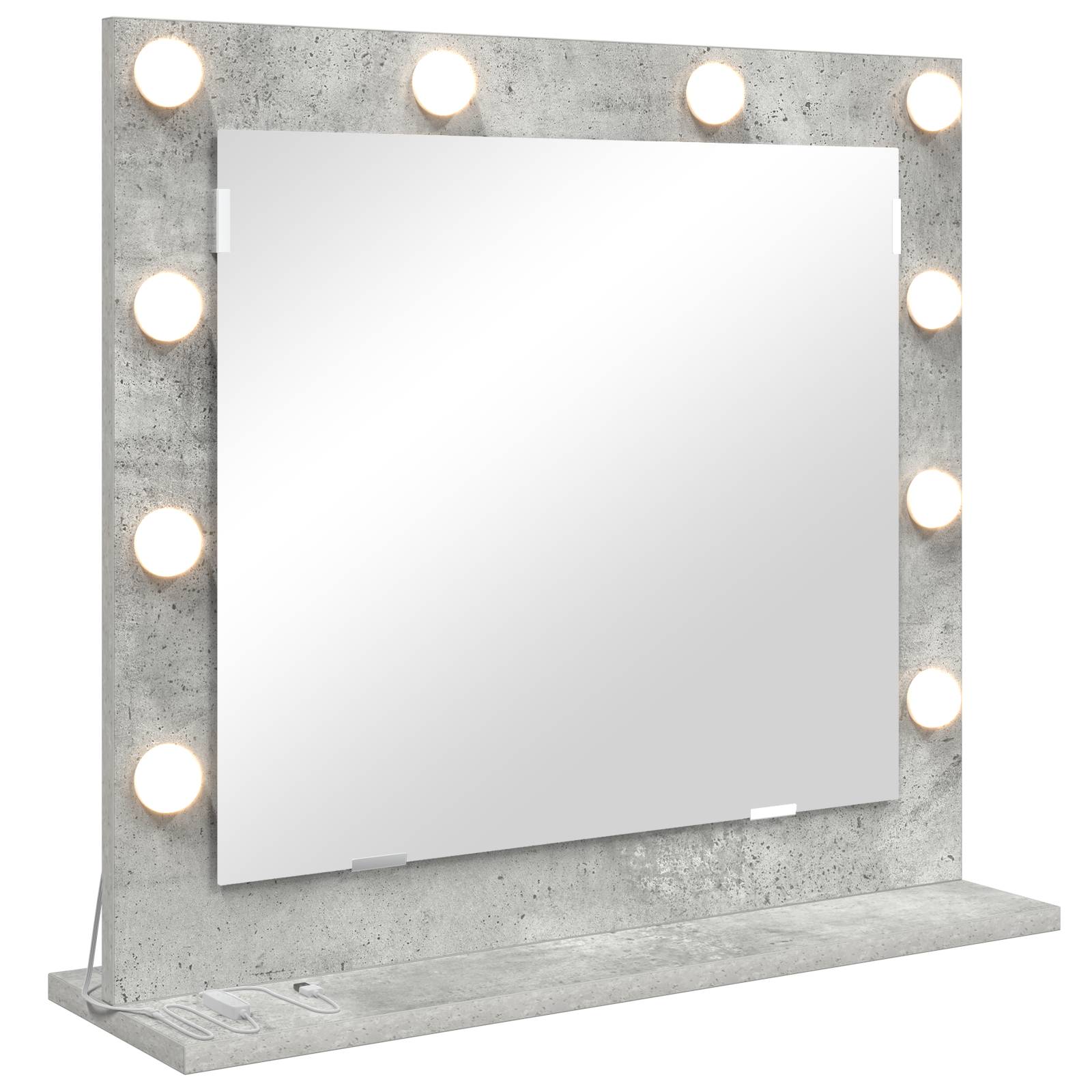 vidaXL Kosmetikspiegel mit LED-Leuchten Beton Grau 60x55x18 cm