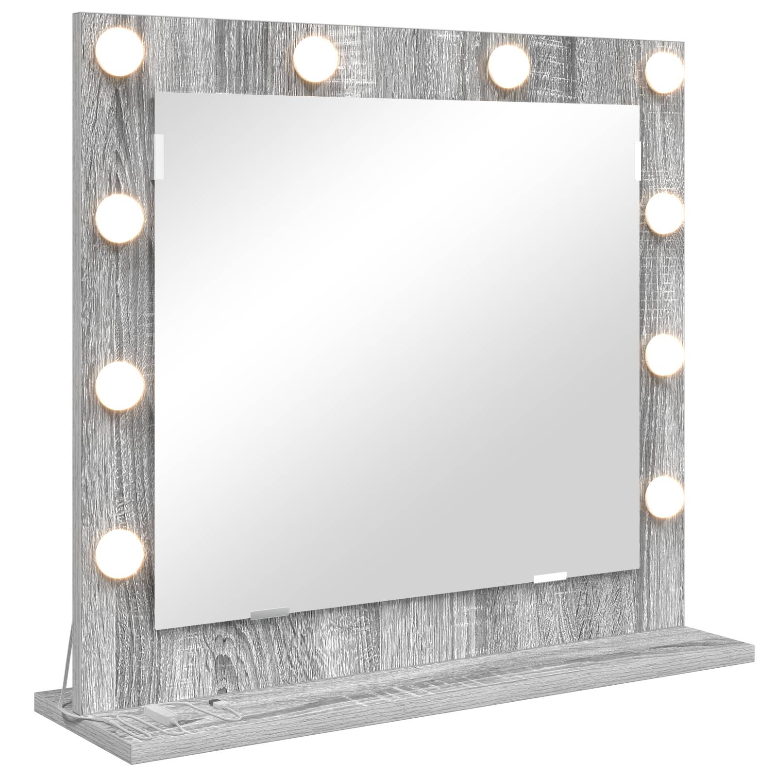 vidaXL Schminkspiegel mit LED-Lichtern Grau Sonoma 60x55x18 cm