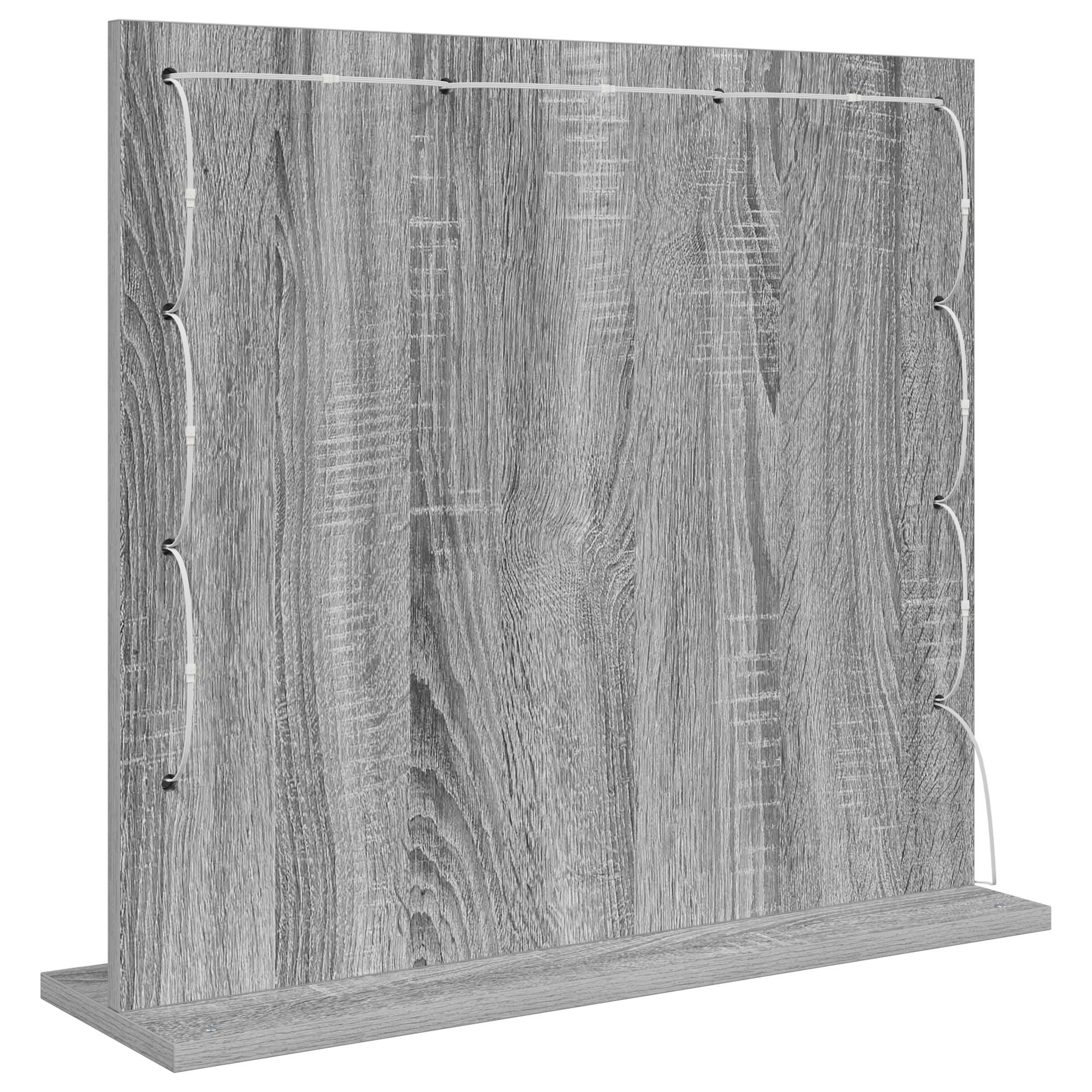 vidaXL Schminkspiegel mit LED-Lichtern Grau Sonoma 60x55x18 cm