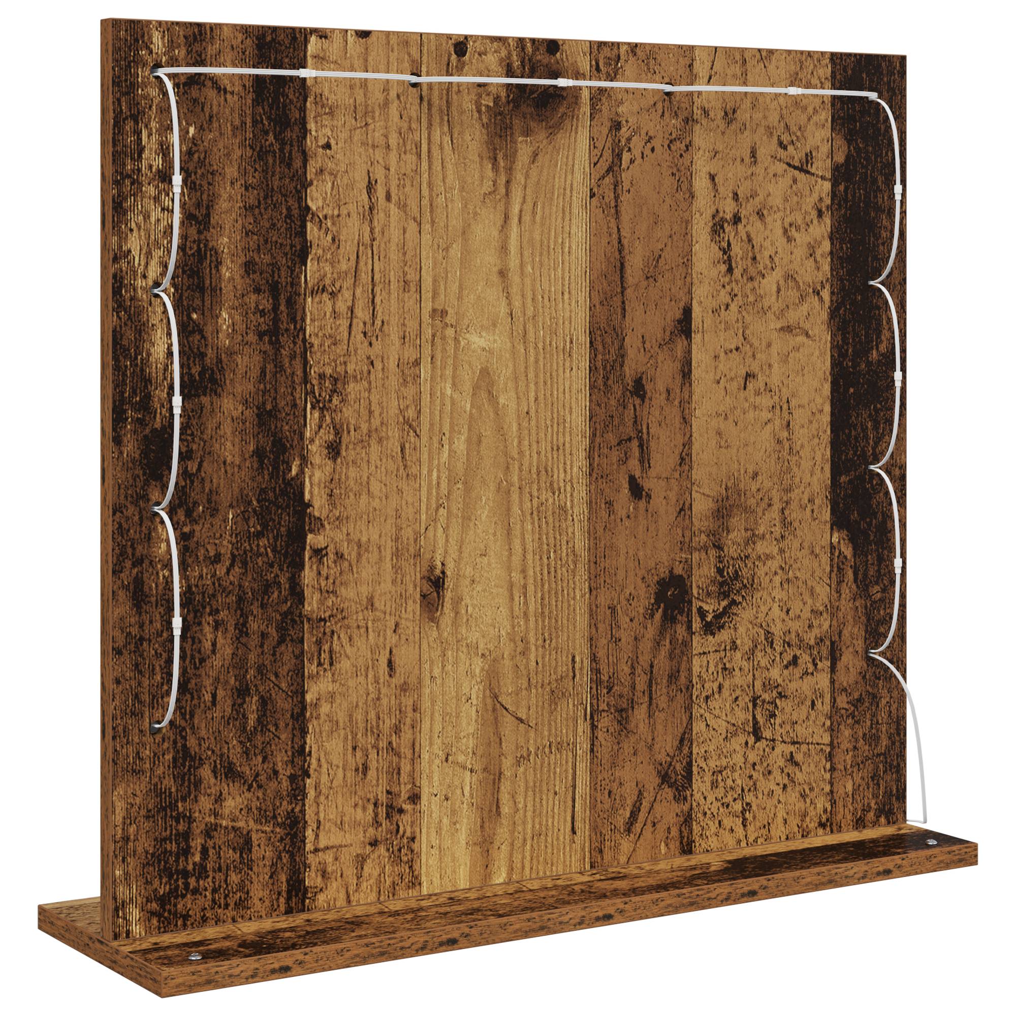 vidaXL Schminkspiegel mit LED-Lichtern Altes Holz 60x55x18 cm