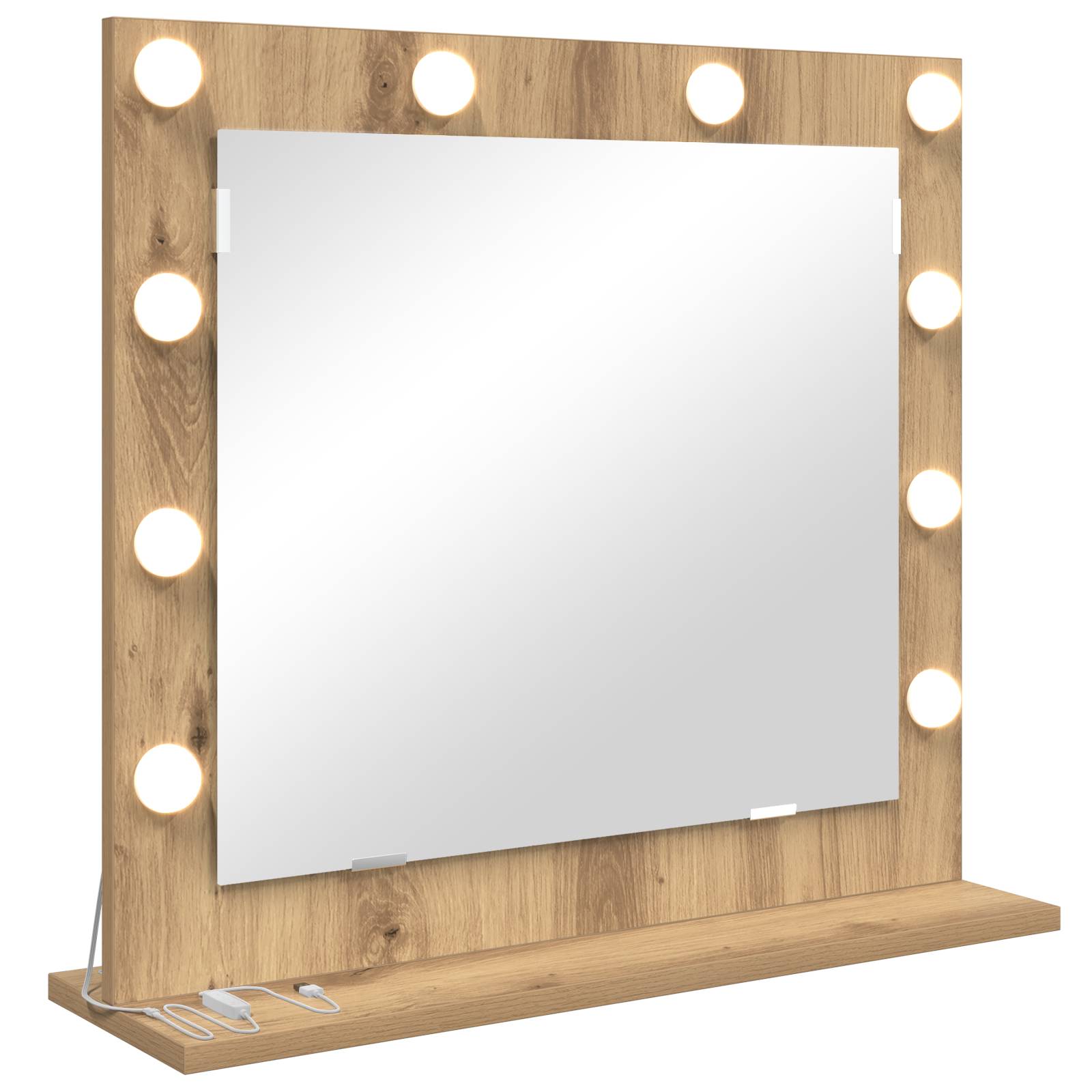 vidaXL Kosmetikspiegel mit LED-Lichtern Artisan Eiche 60x55x18 cm