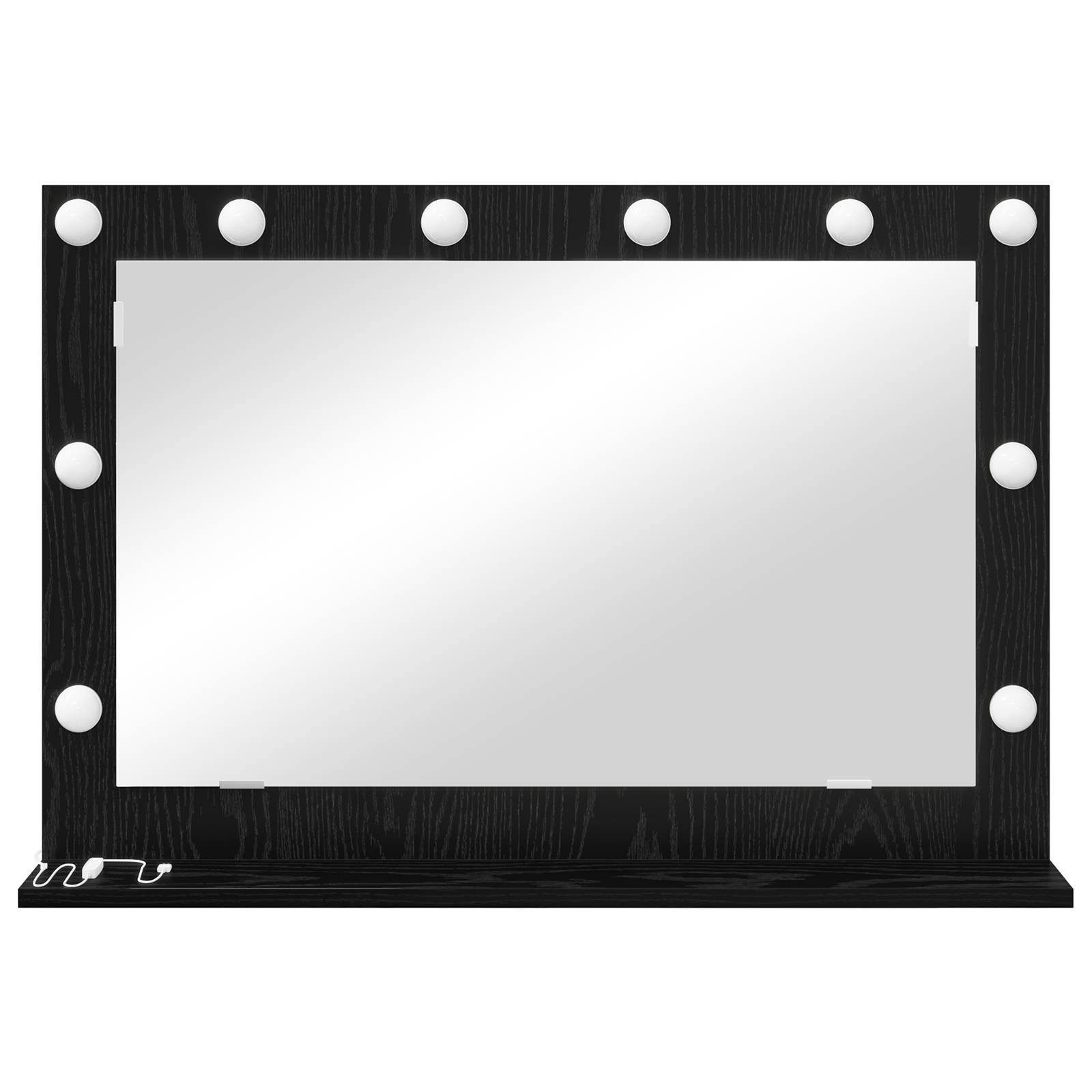 vidaXL Schminkspiegel mit LED-Lichtern Schwarz Eiche 80x55x18 cm