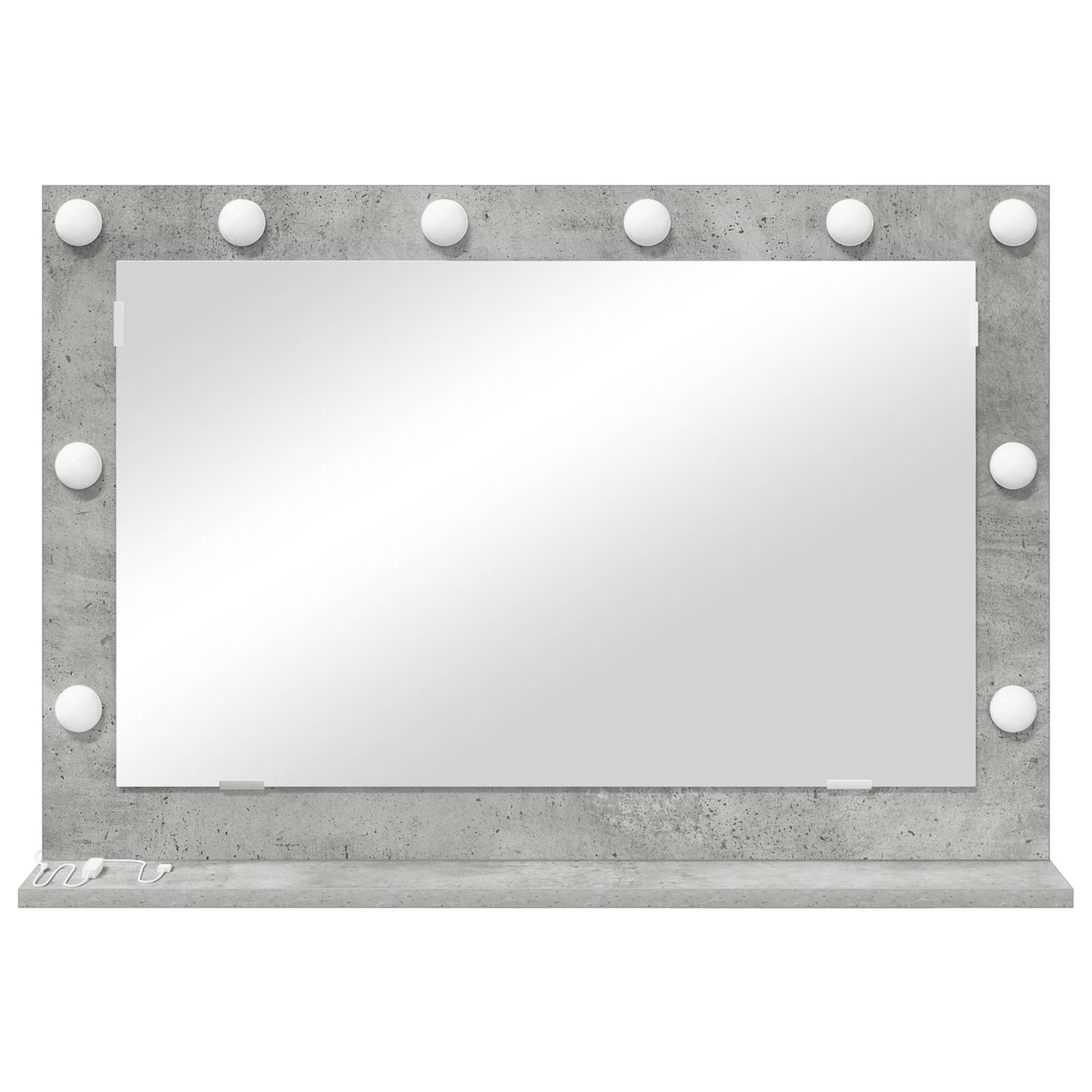 vidaXL Make-Up Spiegel Beton grau Glas 80 x 55 x 18 cm Rechteckig