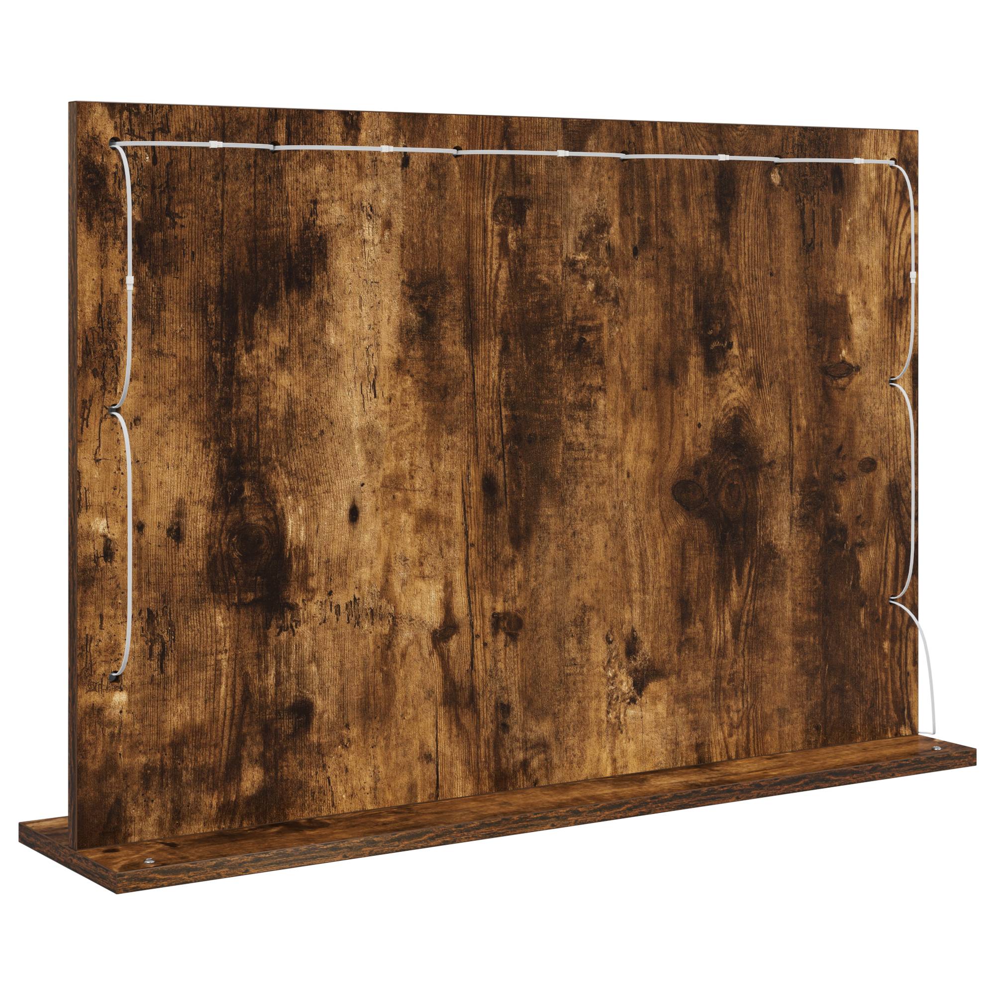 vidaXL Kosmetikspiegel Geräucherte Eiche Holz und Glas 80 x 55 x 18 cm