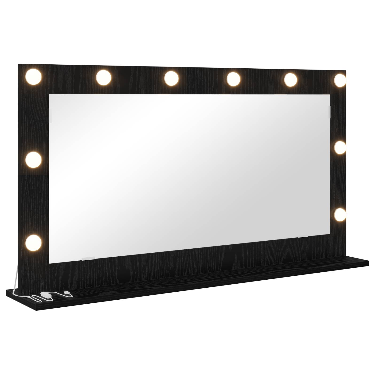 vidaXL Schminkspiegel mit LED-Lichtern Schwarze Eiche 100x55x18 cm