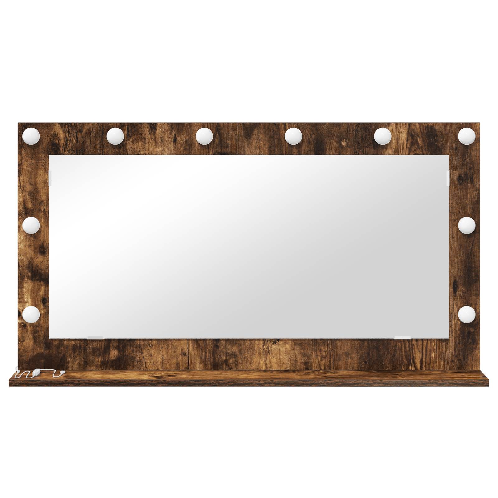 vidaXL Schminkspiegel Geräucherte Eiche Holz, Glas 100 x 55 x 18 cm