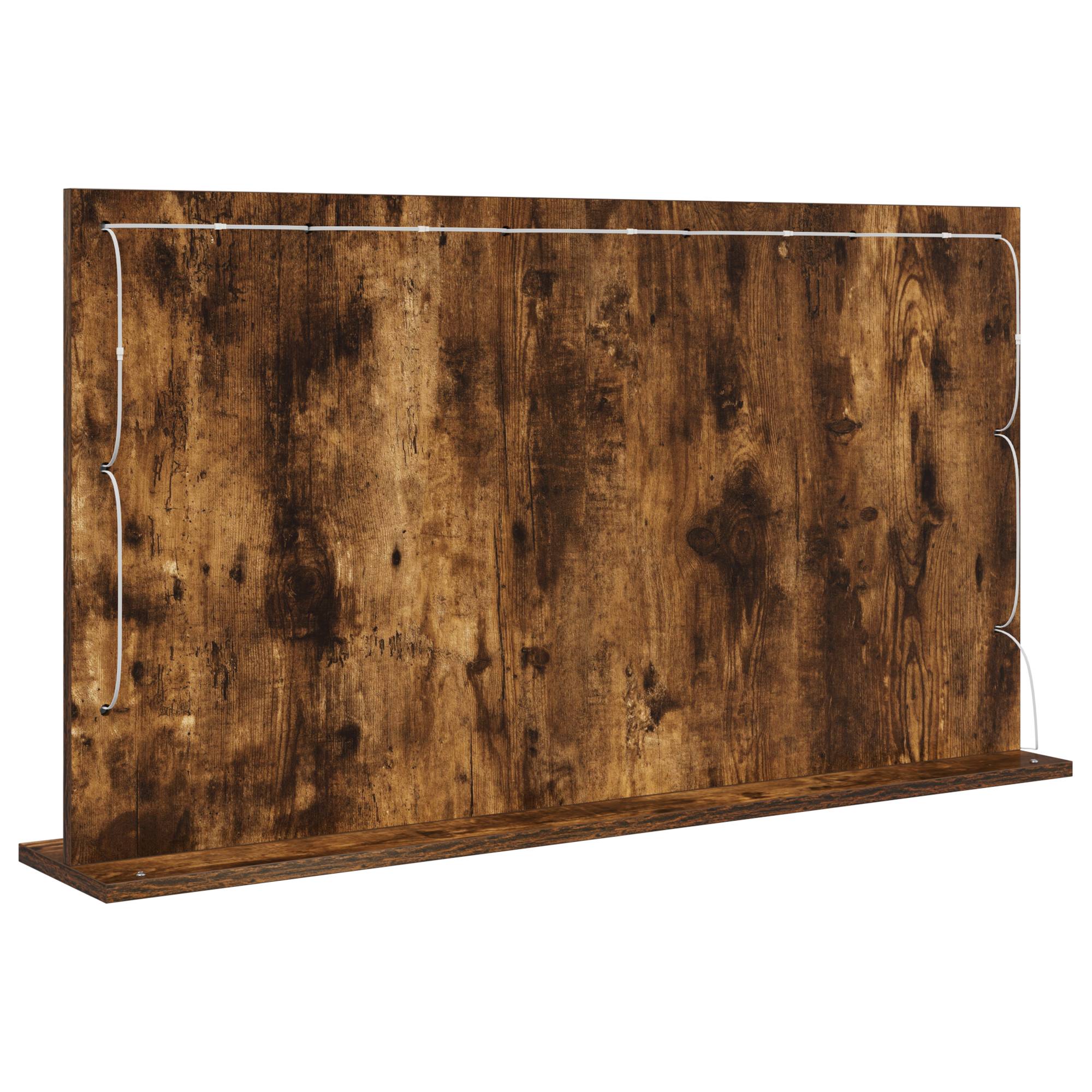 vidaXL Schminkspiegel Geräucherte Eiche Holz, Glas 100 x 55 x 18 cm