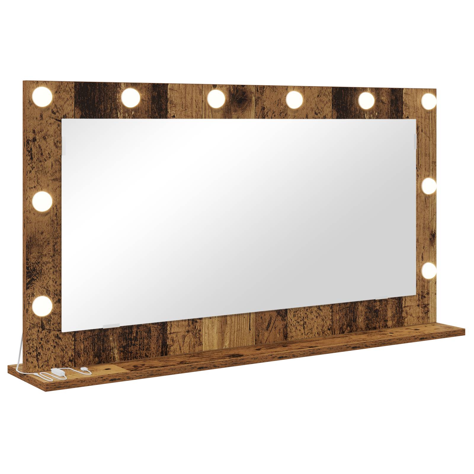 vidaXL Kosmetikspiegel Altes Holz Holz und Glas 100 x 55 x 18 cm Spiegel