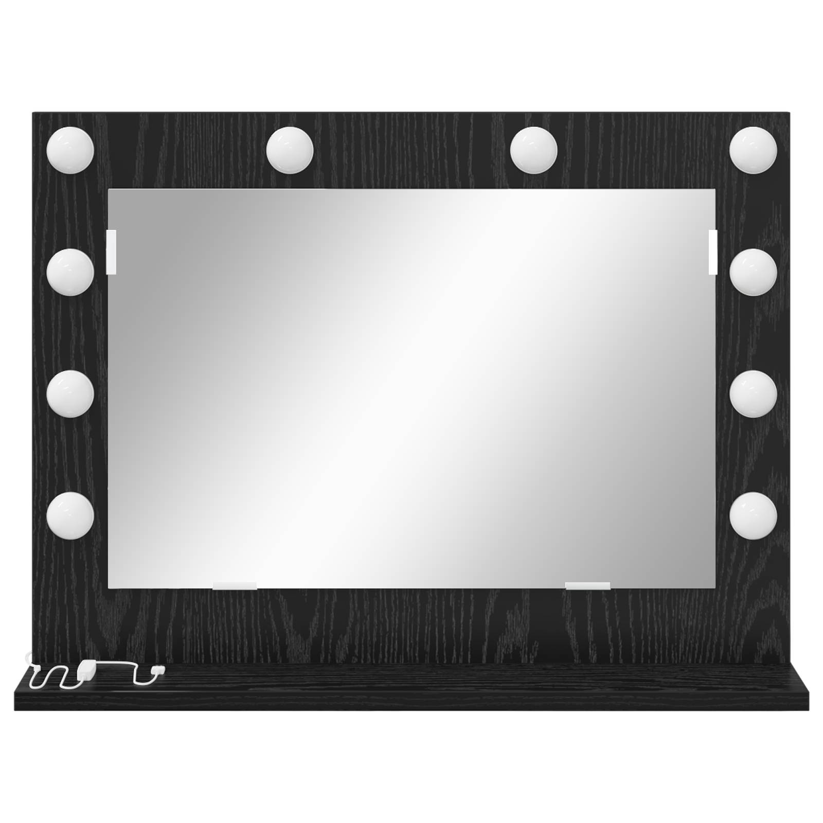 vidaXL Kosmetikspiegel mit LED-Lichtern Schwarz Eichenholz 60x45x18 cm