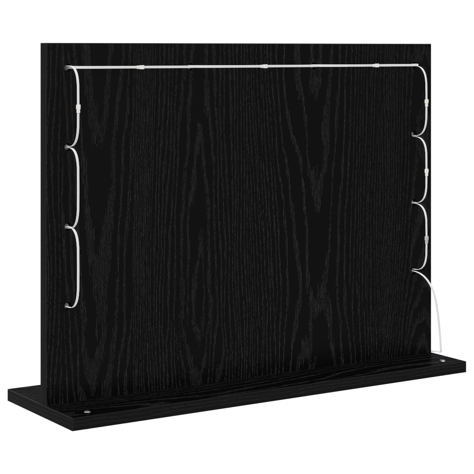 vidaXL Kosmetikspiegel mit LED-Lichtern Schwarz Eichenholz 60x45x18 cm