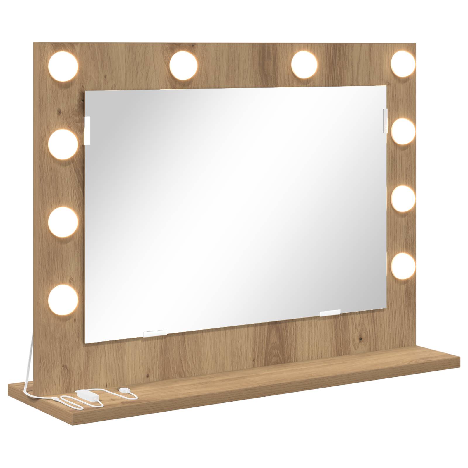 vidaXL Kosmetikspiegel Handwerkliche Eiche Holzwerkstoff 60 x 45 x 18 cm
