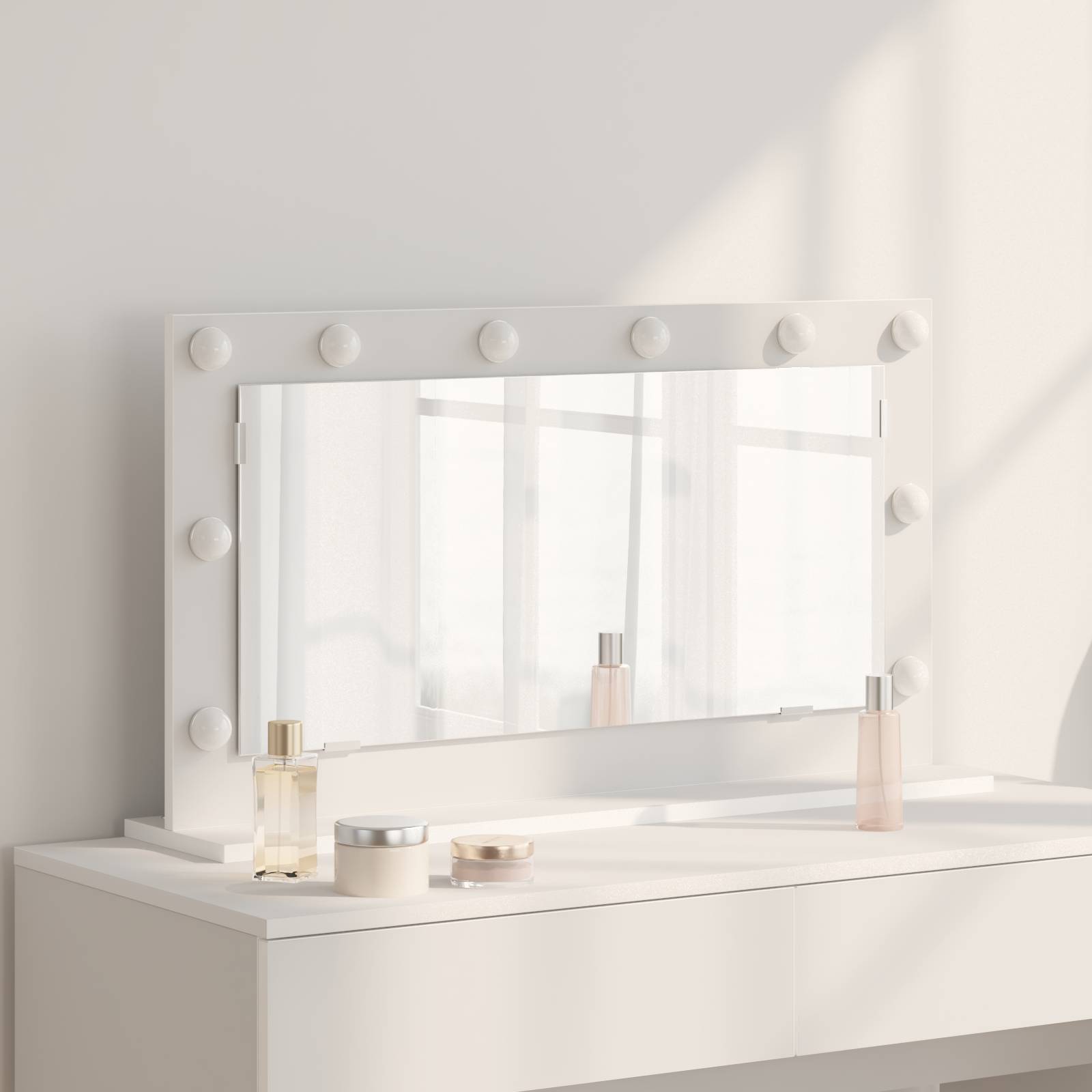 vidaXL Kosmetikspiegel mit LED-Lichtern Weiß 80x45x18 cm