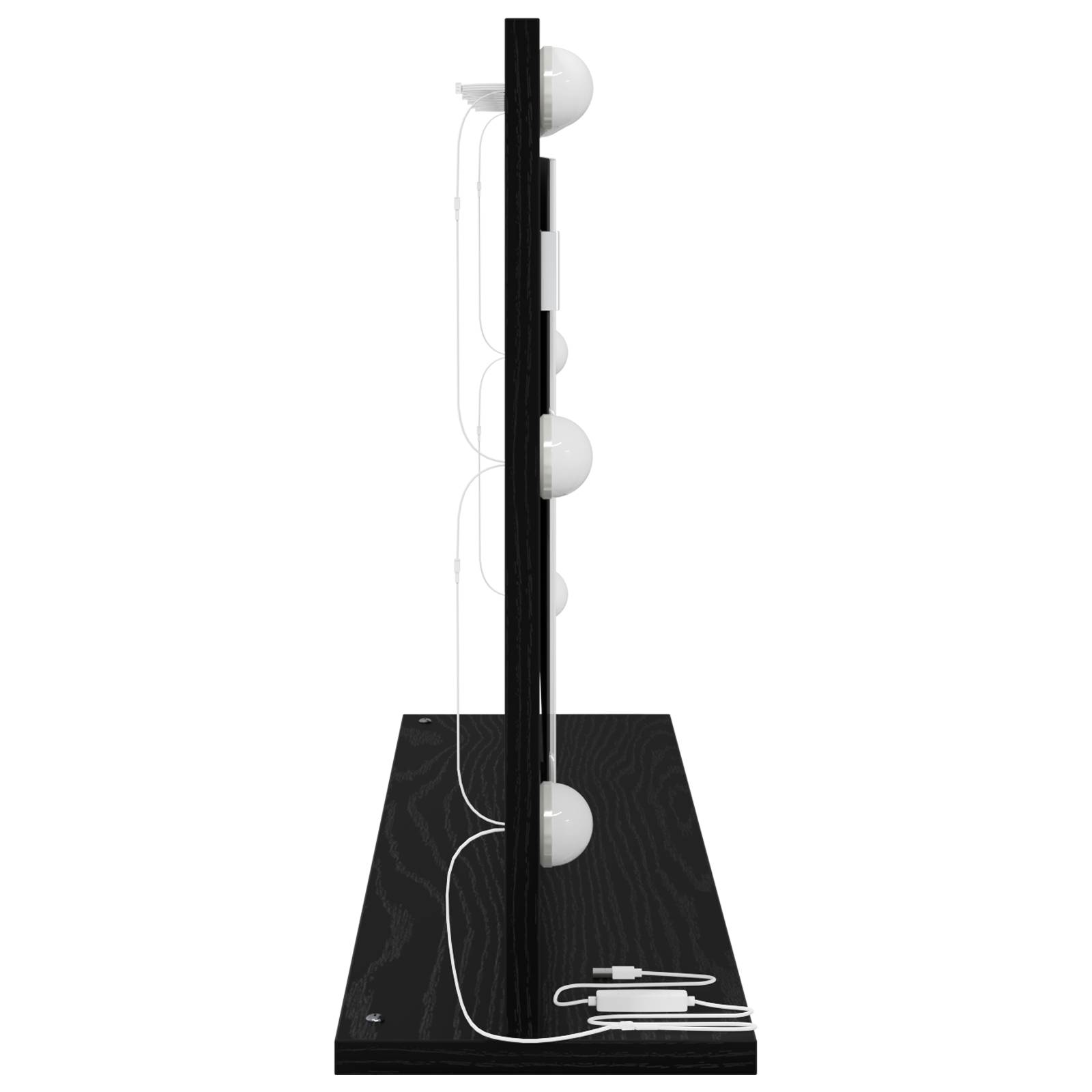 vidaXL Schminkspiegel mit LED-Lichtern Schwarz Eiche 80x45x18 cm