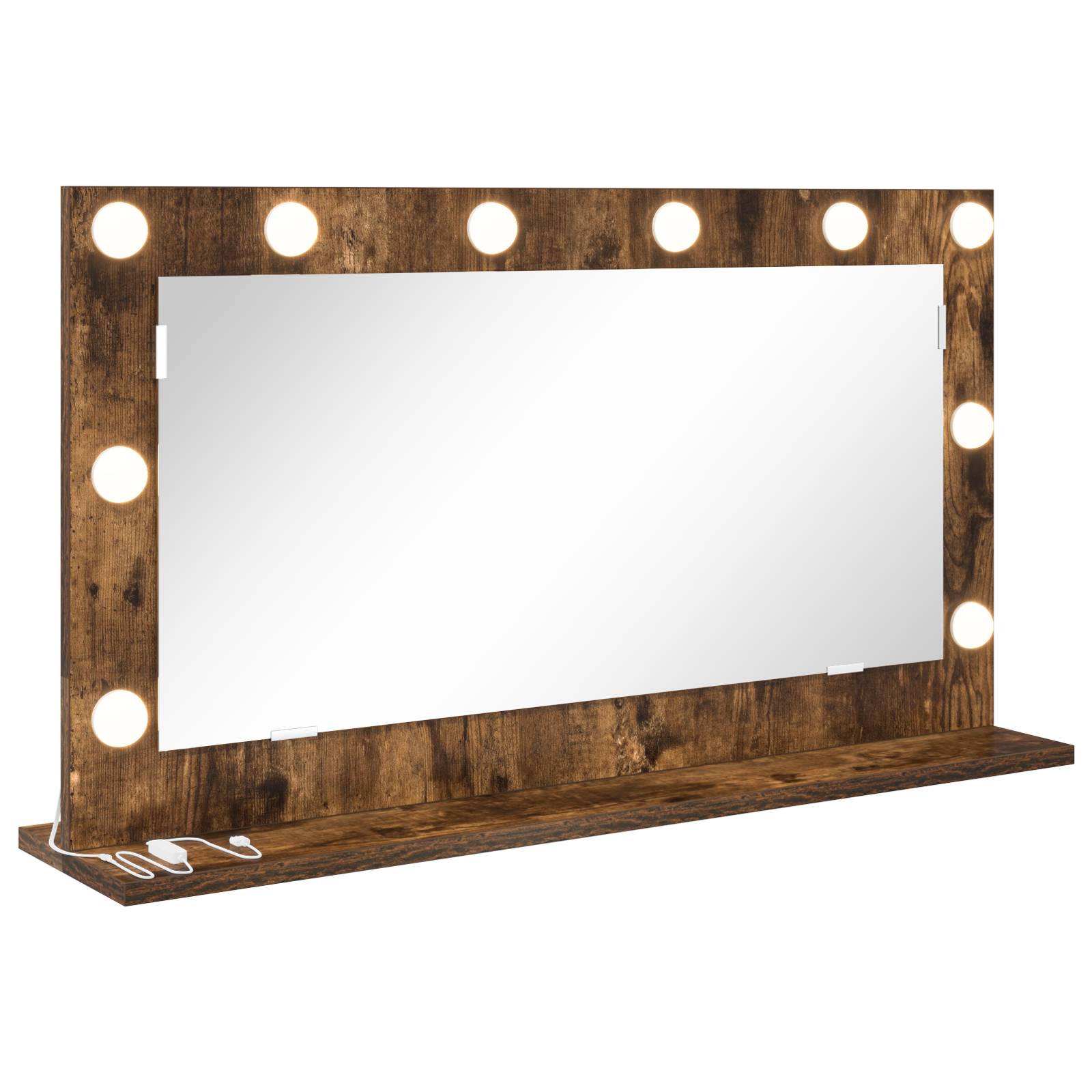 vidaXL Kosmetikspiegel Rauch-Eiche, Silber Holz, Glas 80 x 45 cm Spiegel